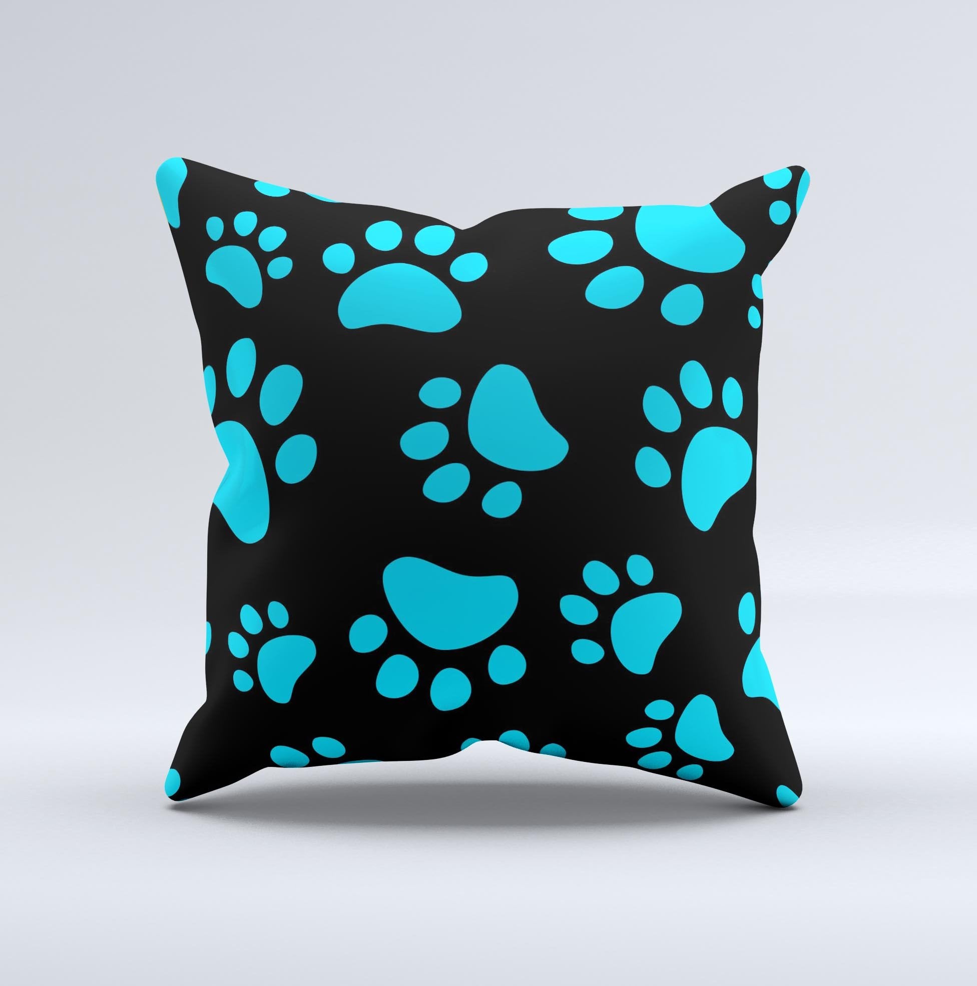 Paw Print Ink-Fuzed Decorative Throw Pillow - 15.5” Pillow Cover & Cushion
