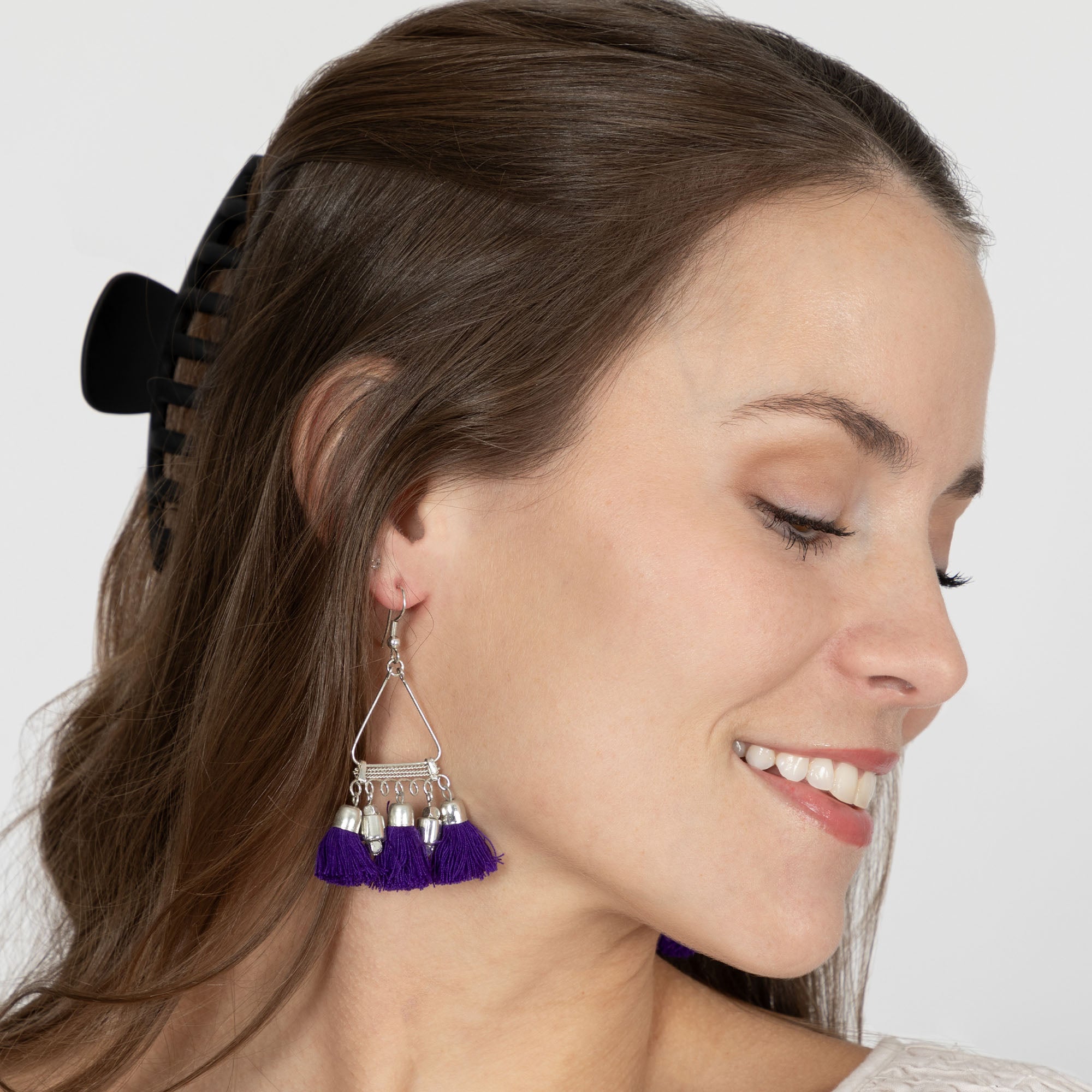 Taj Tassel Earrings - Purple