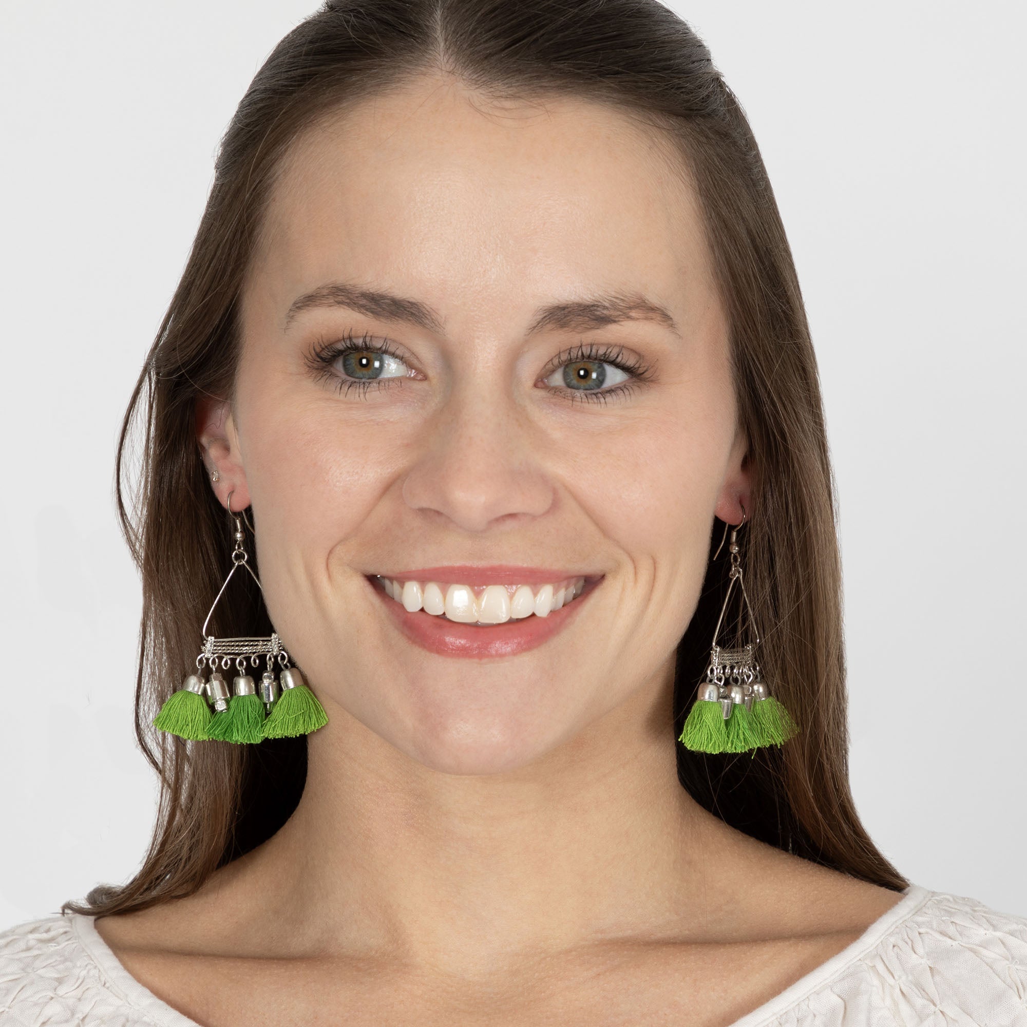 Taj Tassel Earrings - Green