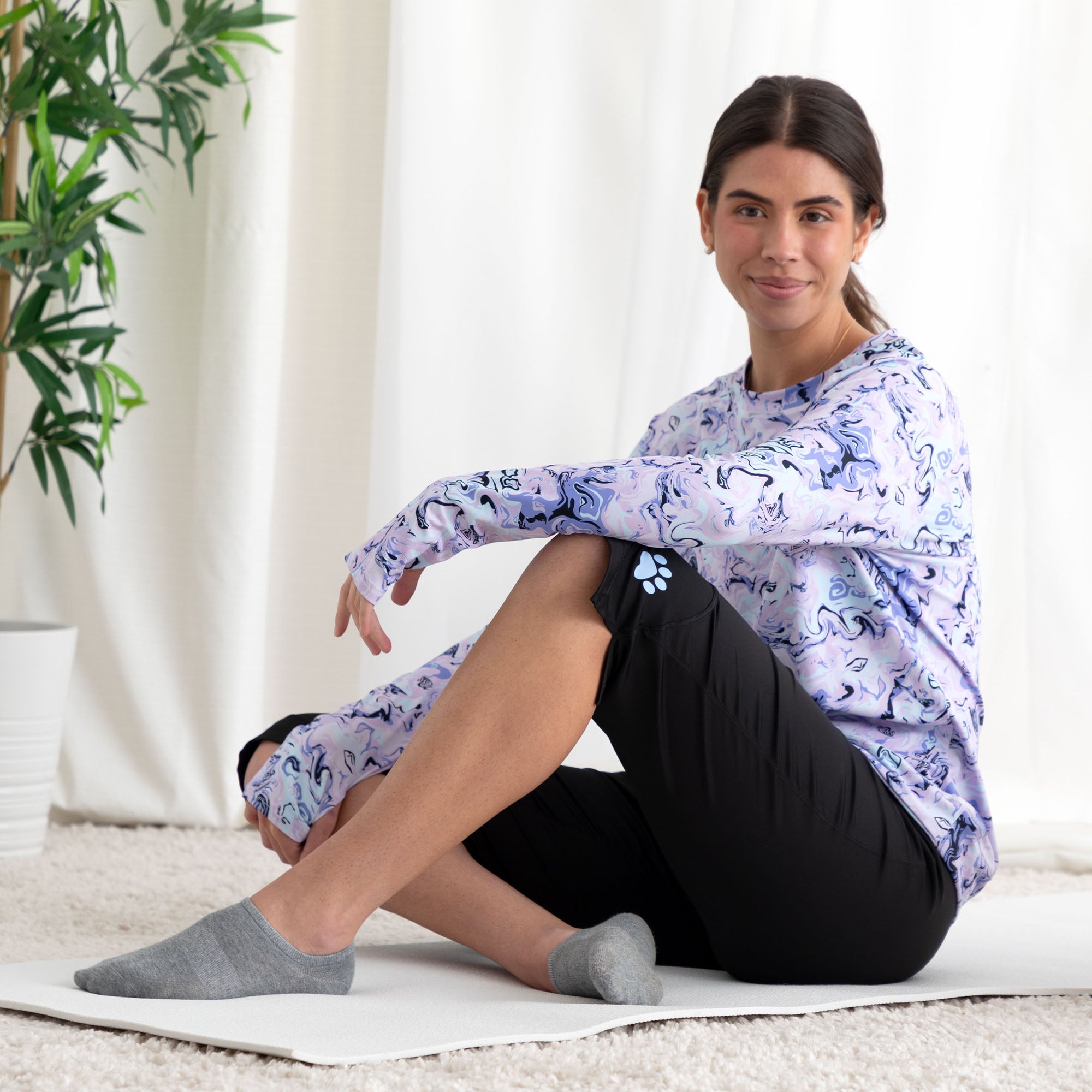 Yoga Paw Print Cross Over Separates - Teal - Pants - 3X