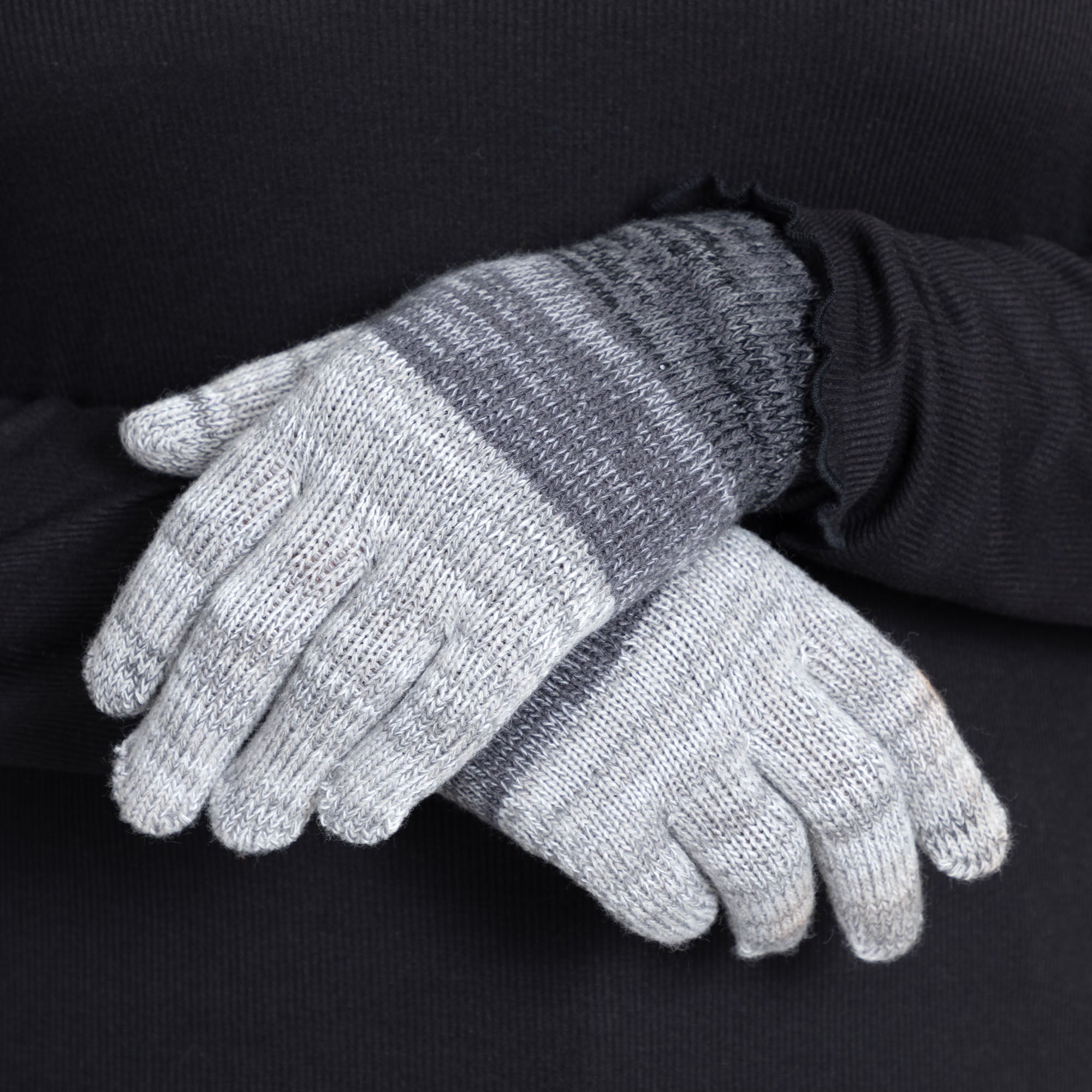 Rainbow Delight Touch Screen Mittens - Gray
