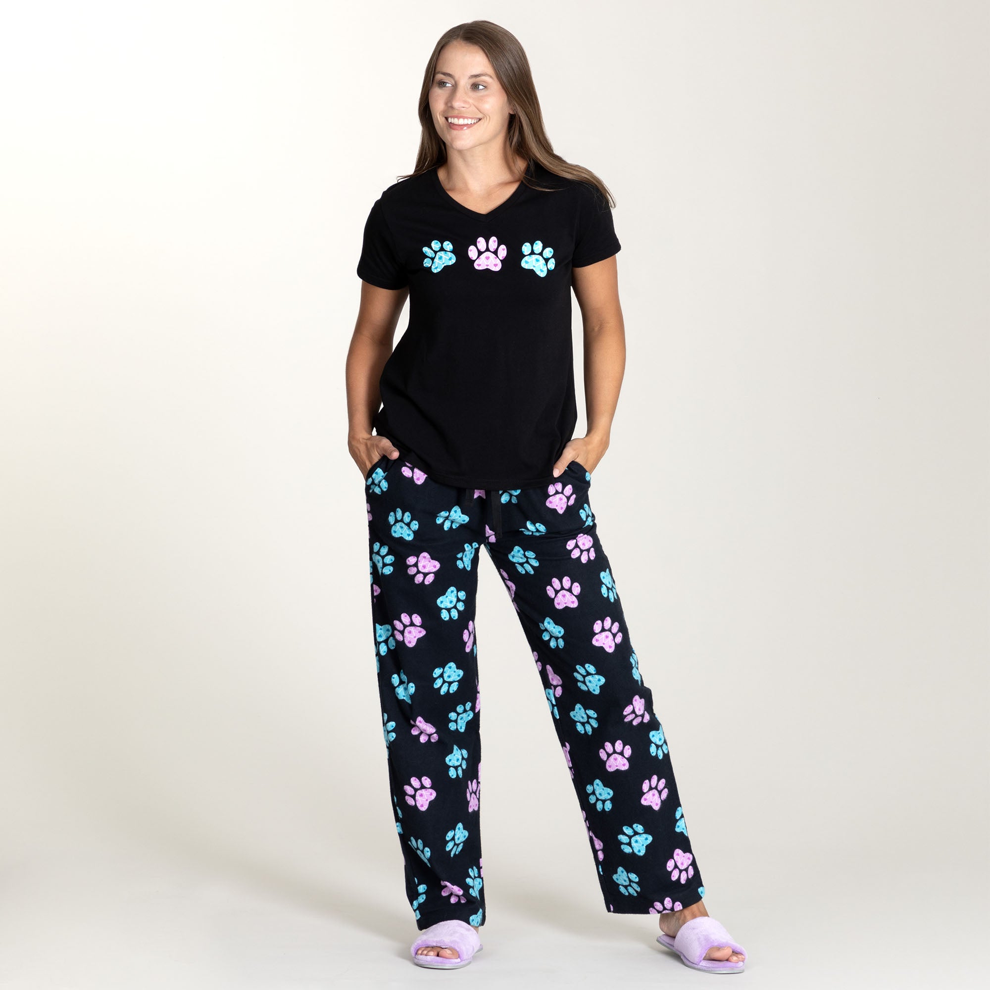 Argyle Paws Flannel Pajama Set - 1X