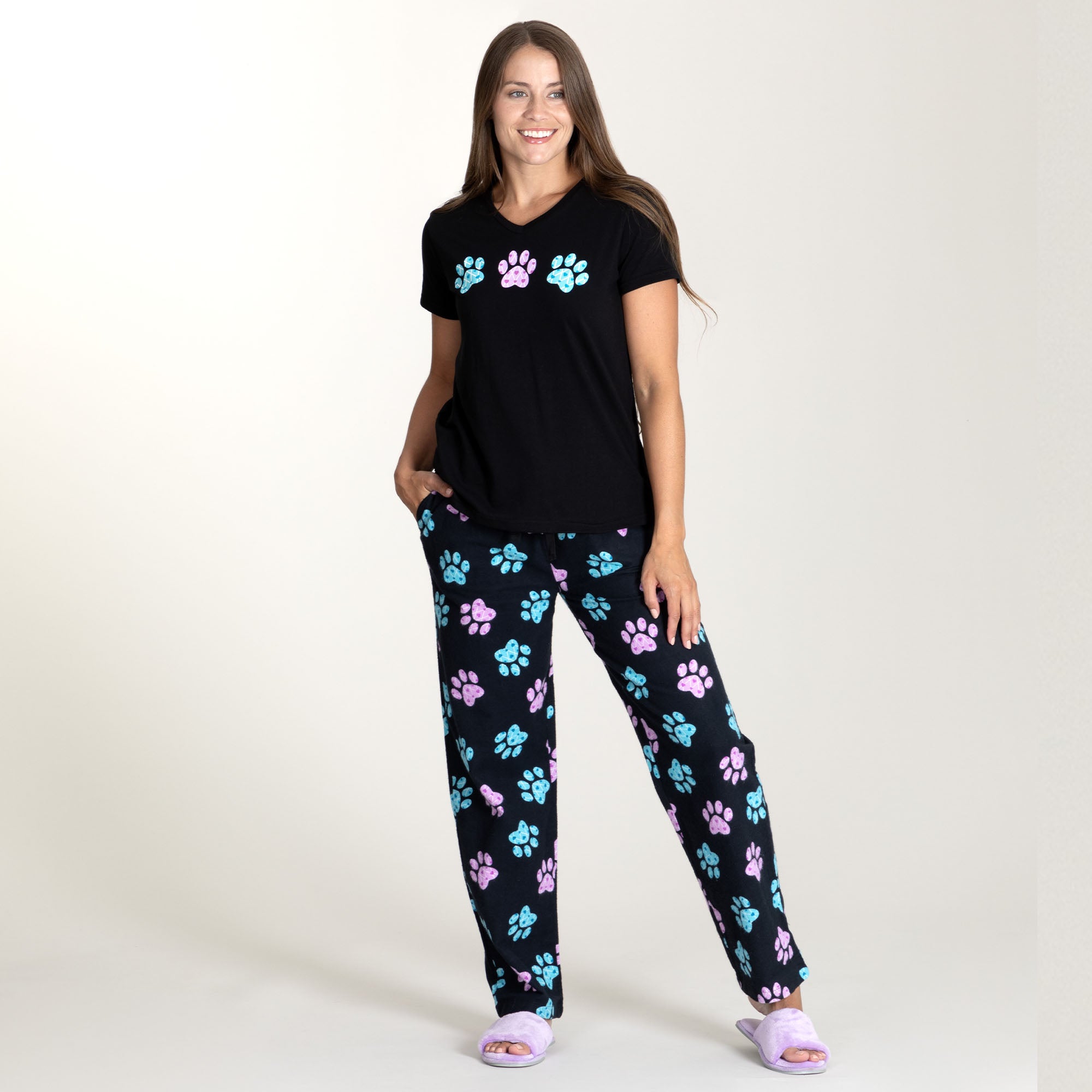 Argyle Paws Flannel Pajama Set - S