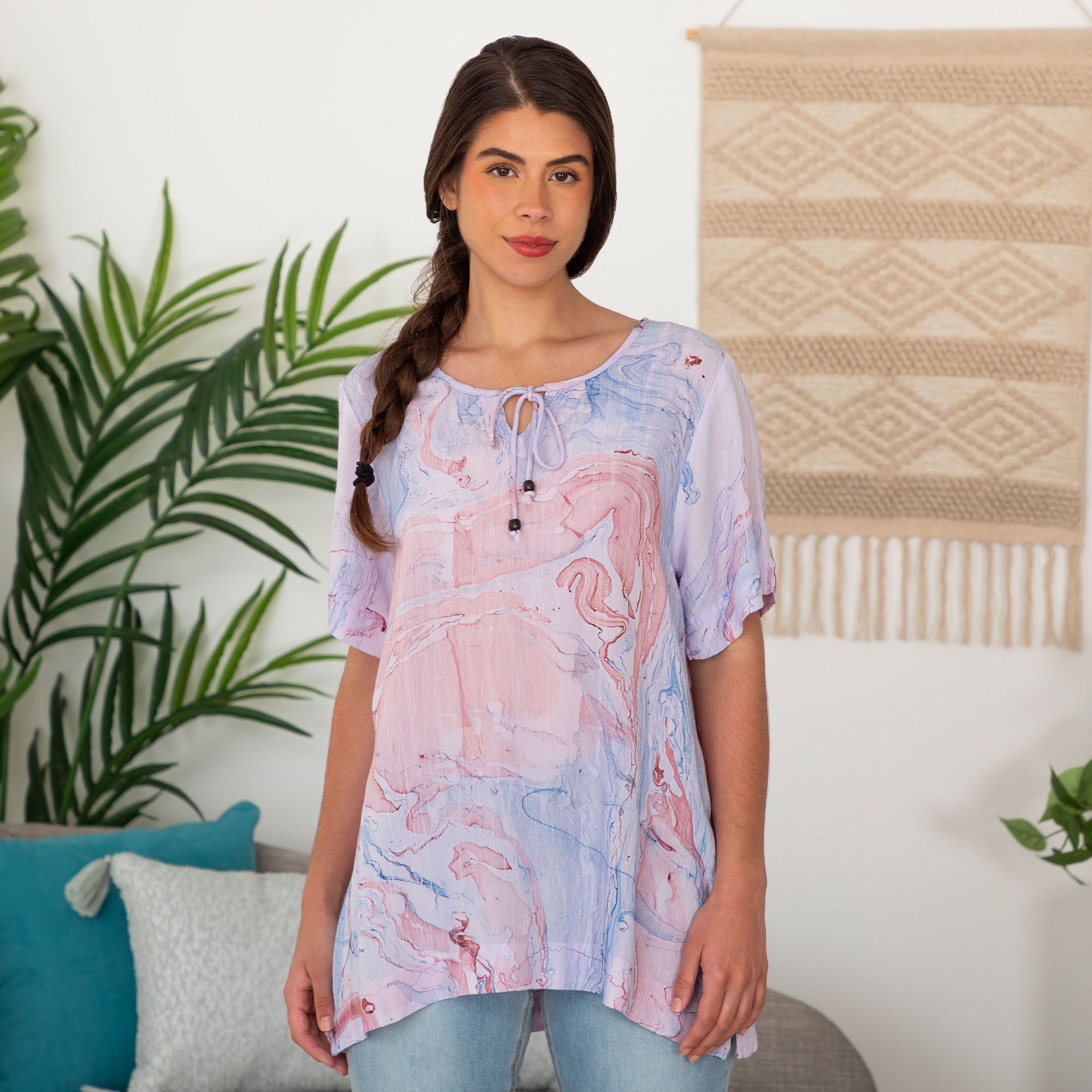 Orchid Swirl Short Sleeve Top - S/M