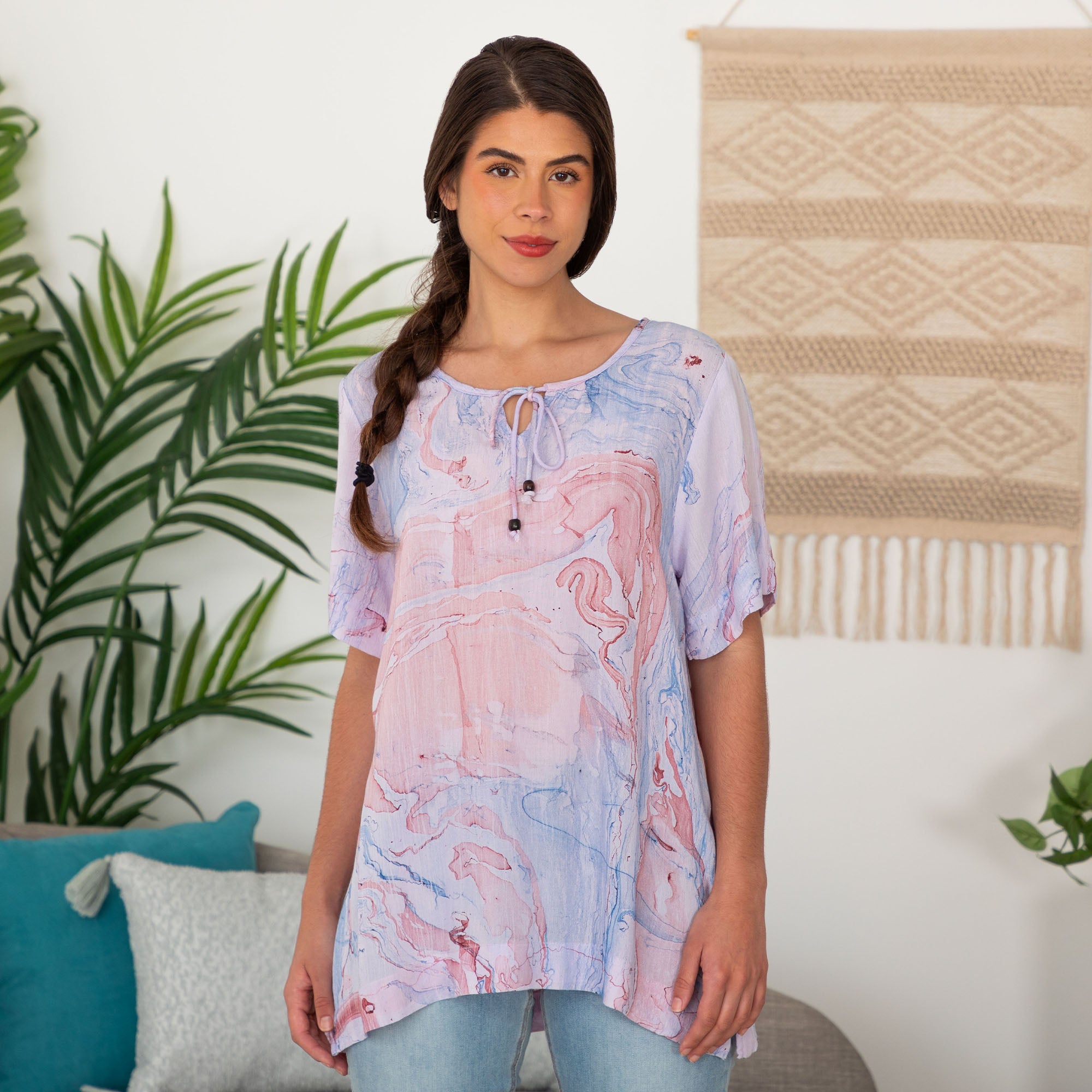 Orchid Swirl Short Sleeve Top - L/XL