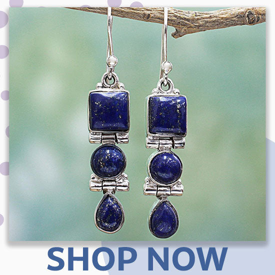 Royal Glamour Lapis Lazuli Drop Earrings - Shop Now