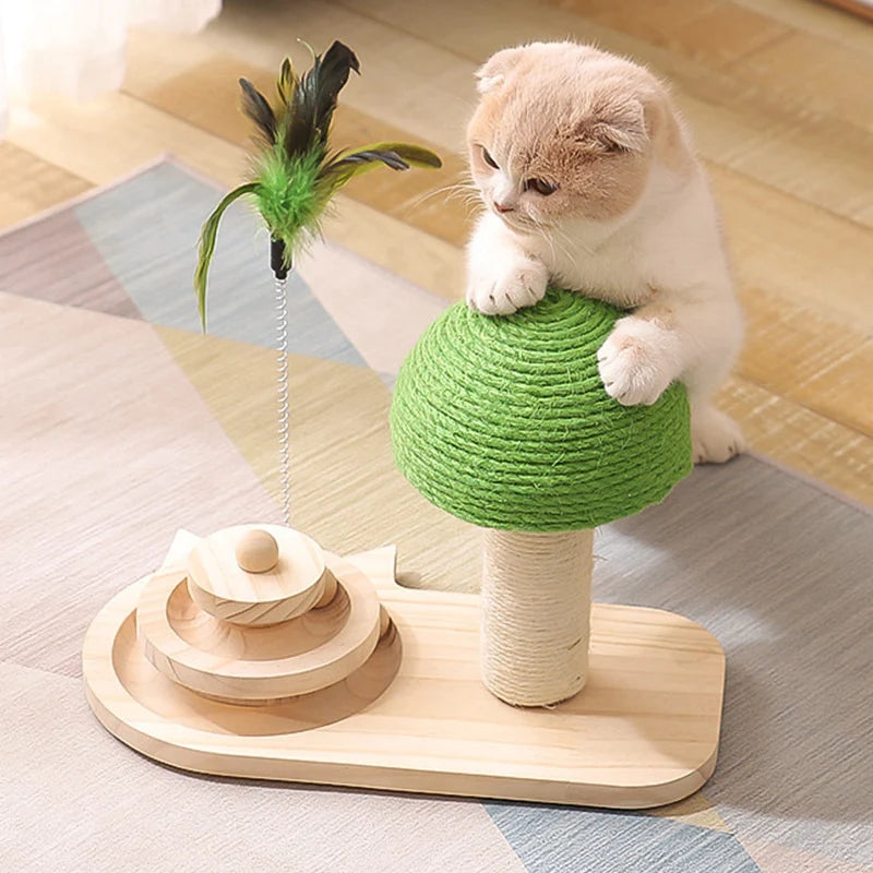 Pet Tree Scratching Post With Feather Toy