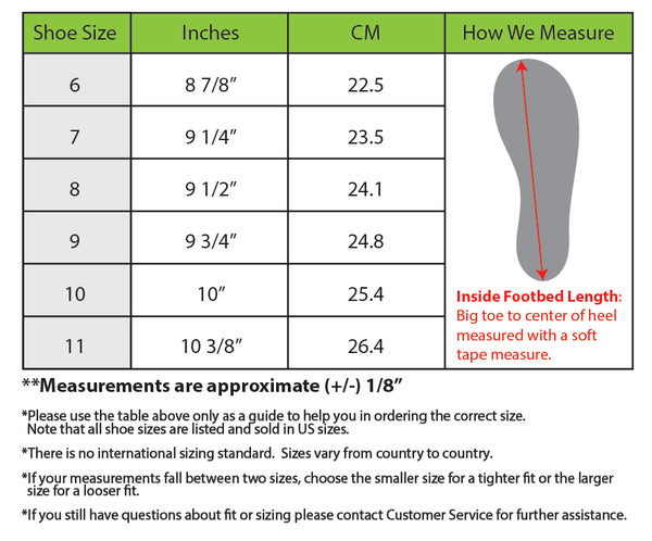 Flip Flops Footbed Measurement Chart | GreaterGood