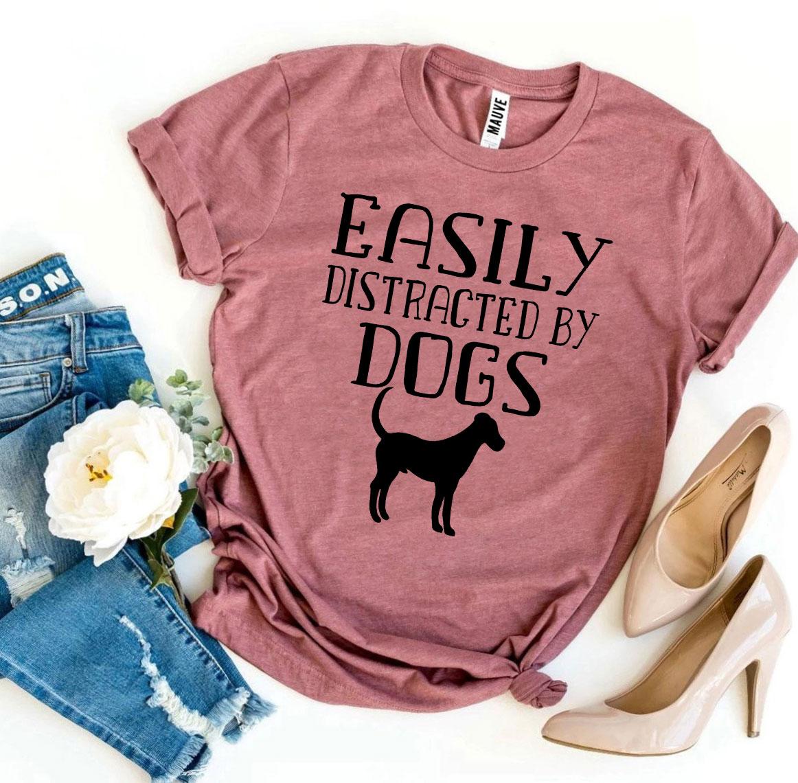 Easily Distracted By Dogs T-Shirt - Mauve - S