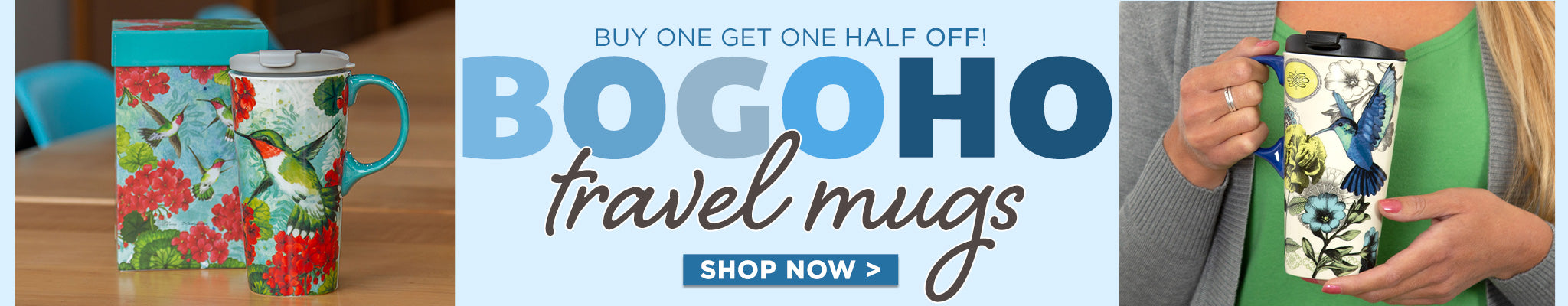Buy 1, Get 1 Half Off on select Travel Mugs!