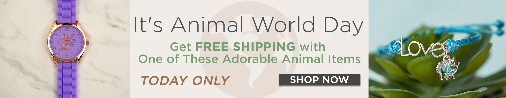 Today's World Animal Day | Get Free Shipping with one of these adorable animal items