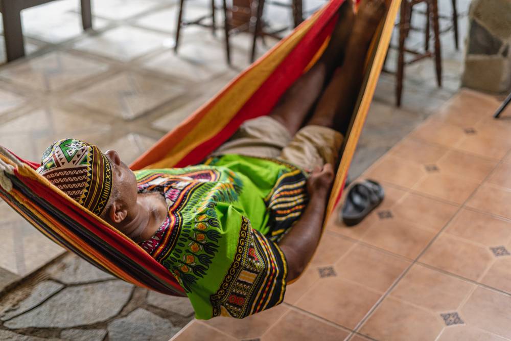 Taking a nap on a hammock