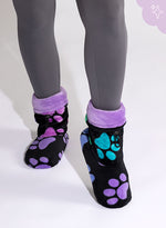 Super Cozy™ Paw Print Fleece Toggle Slipper Booties