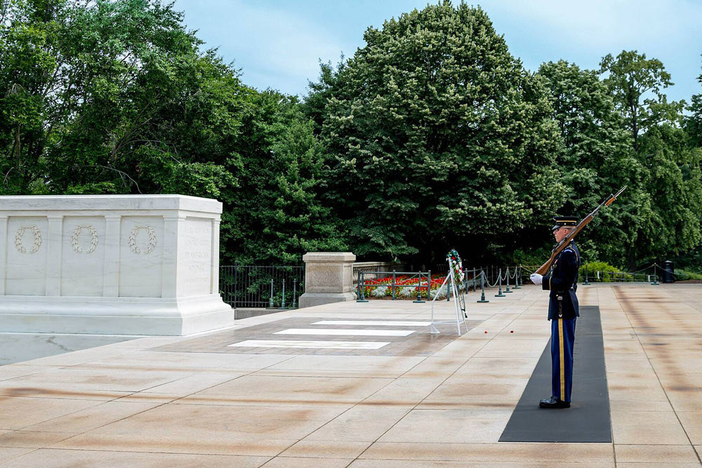 A solemn guard at the Tomb of the Unknown Soldier.