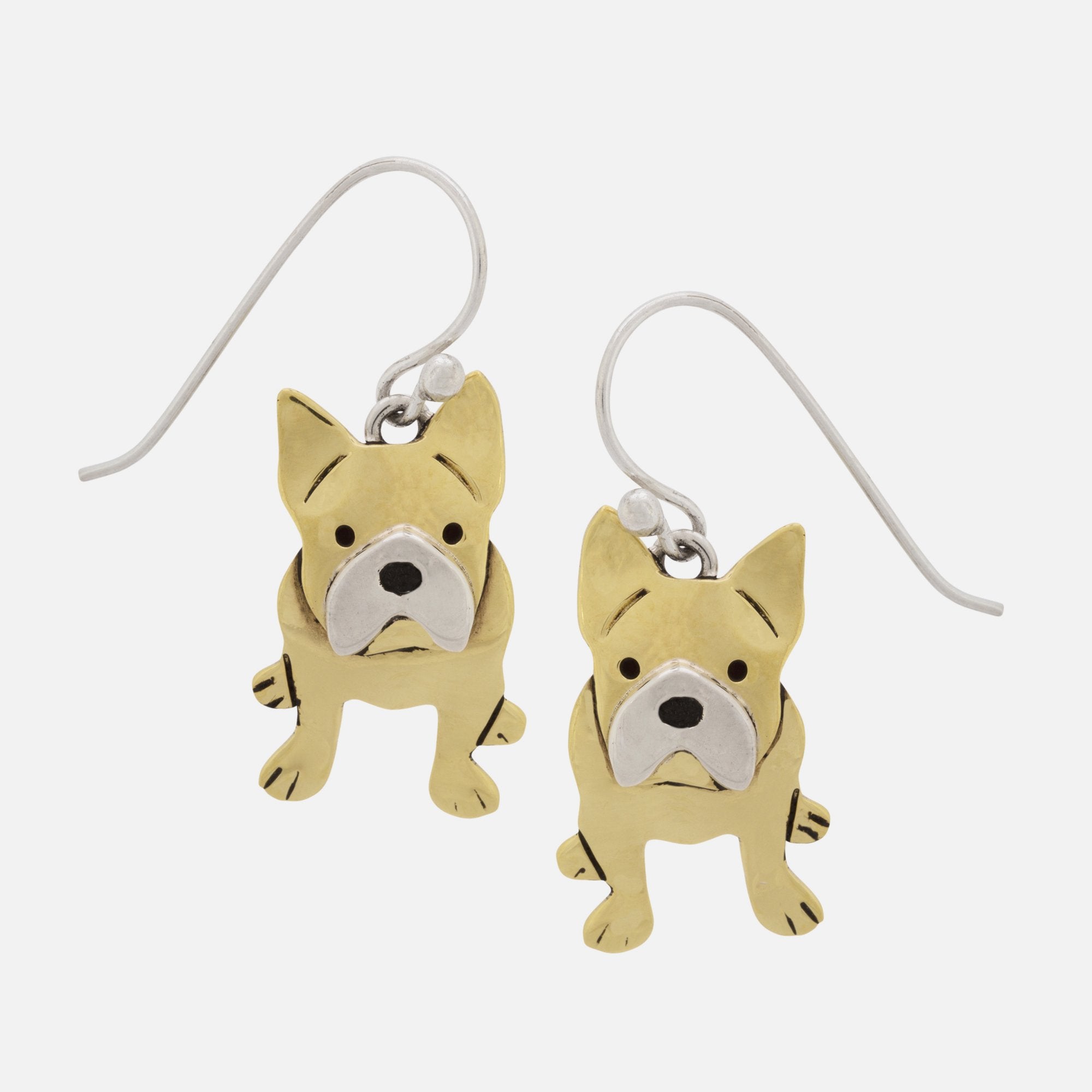 Sterling Silver Dangle Dog Earrings - J'Suis Frenchie