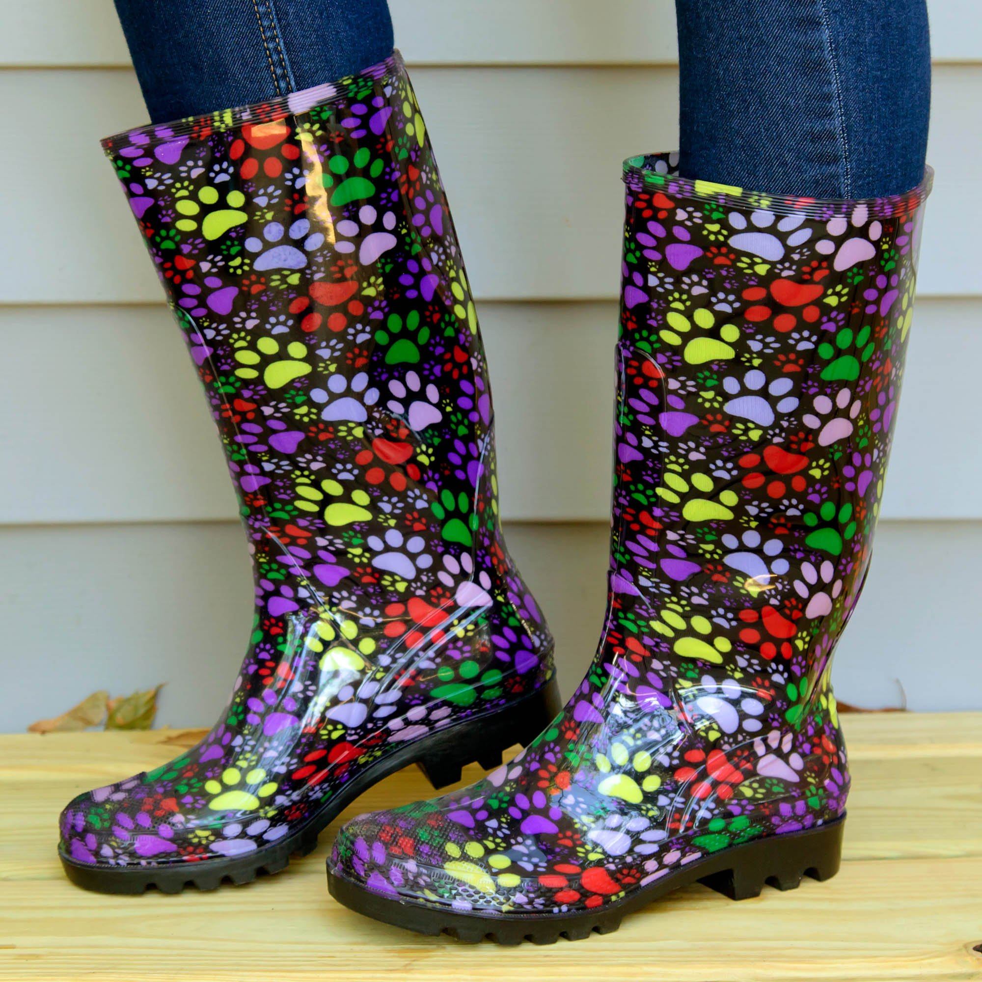 Download Women's Paw Print Rain Boots | Rain Boots For Dog Walking ...