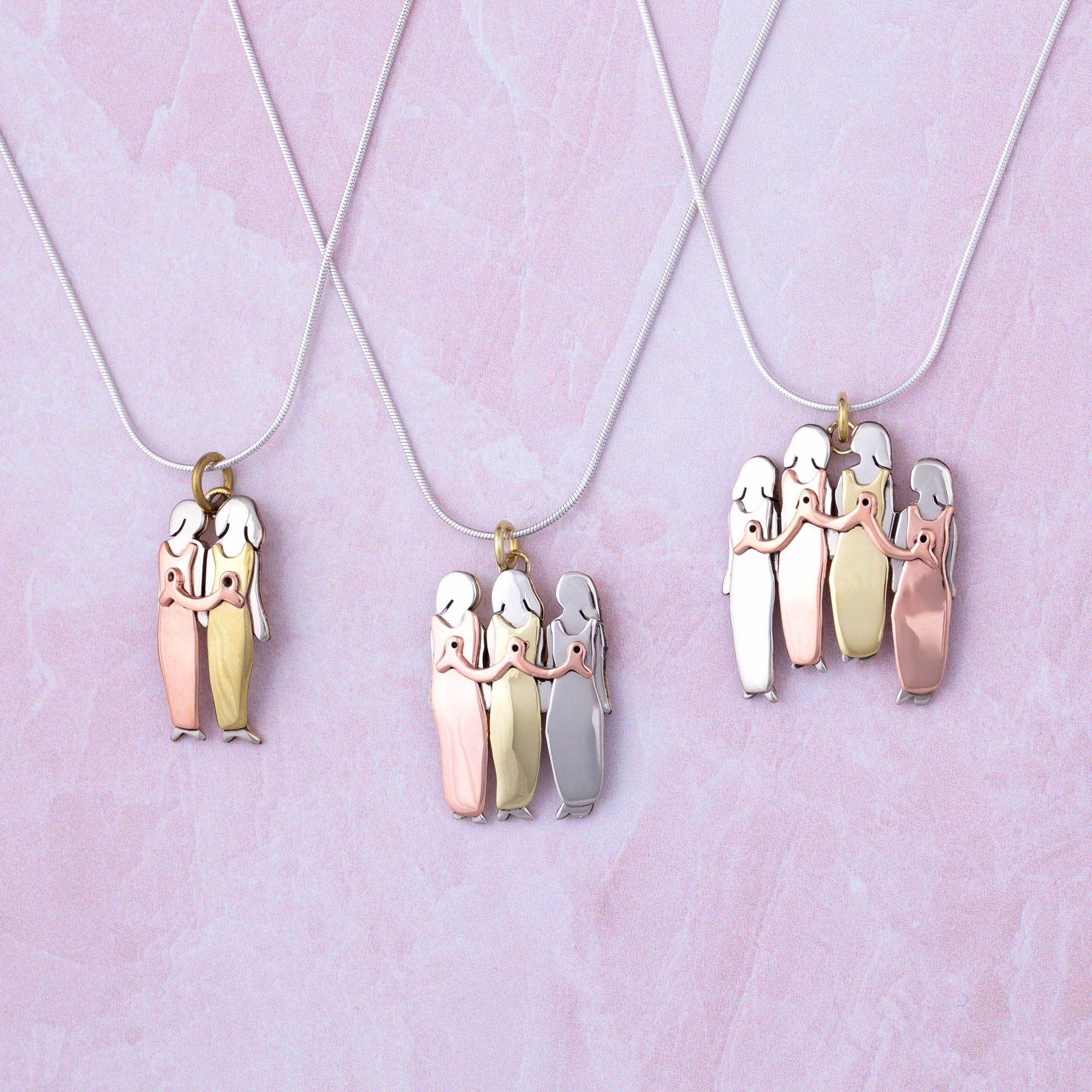 Fighting Together Breast Cancer Necklace - 4 Sisters - Pendant Only