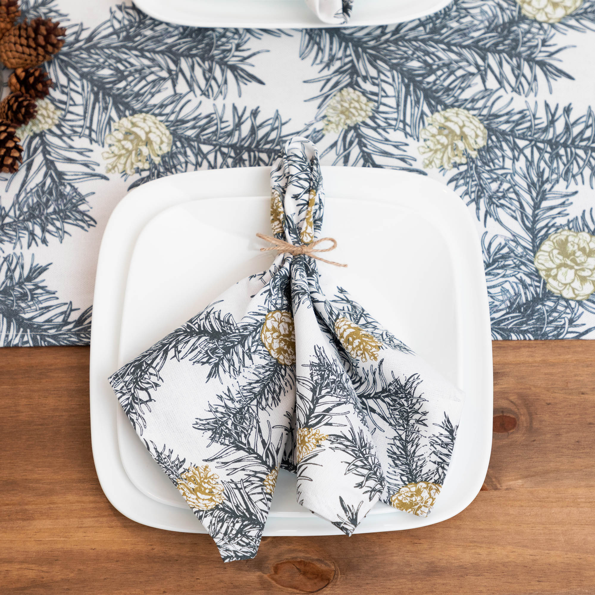 Pine Cones & Spruce Table Linens - Cloth Napkin - Set Of 4