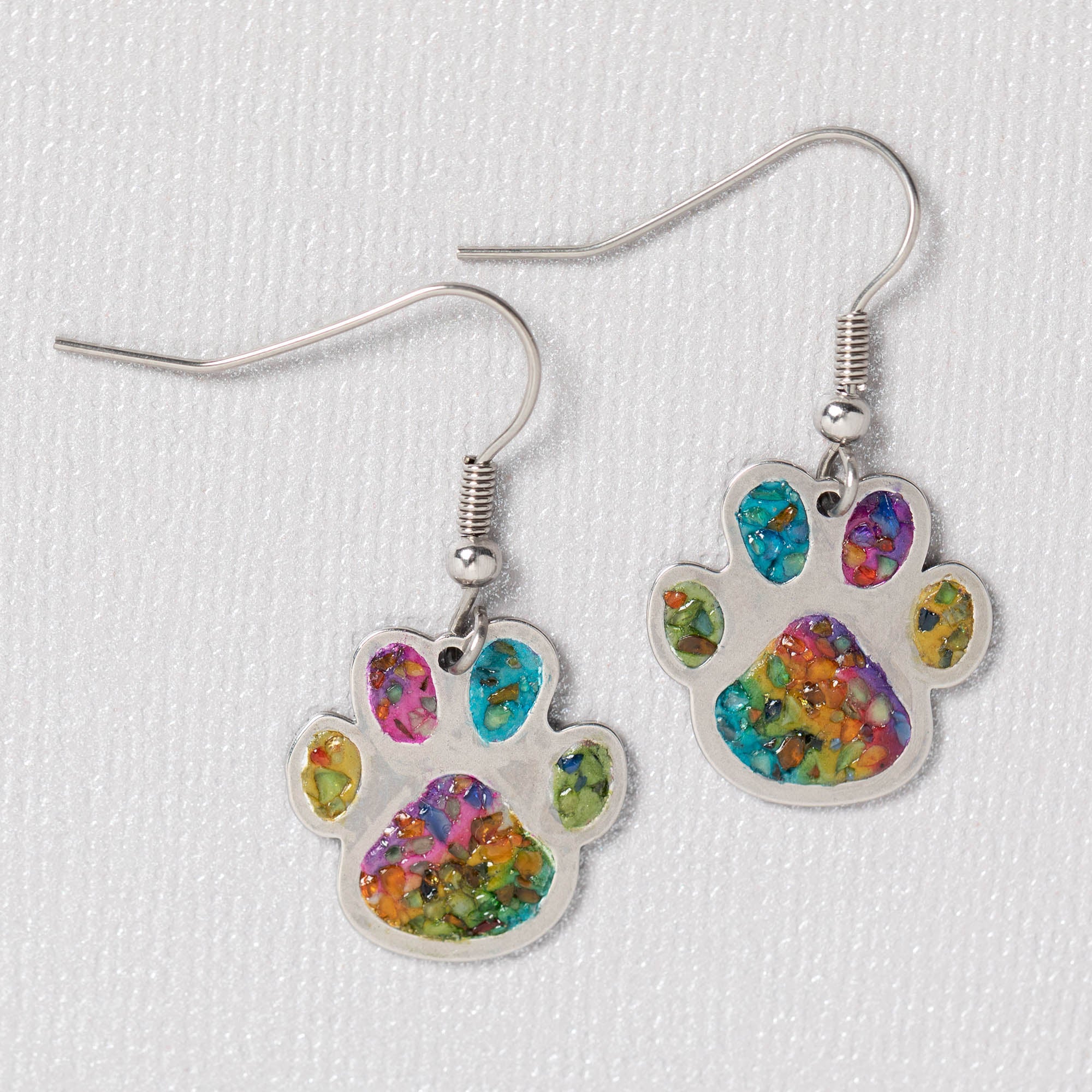 Paw Print Gemstone Array Earrings - Multicolor