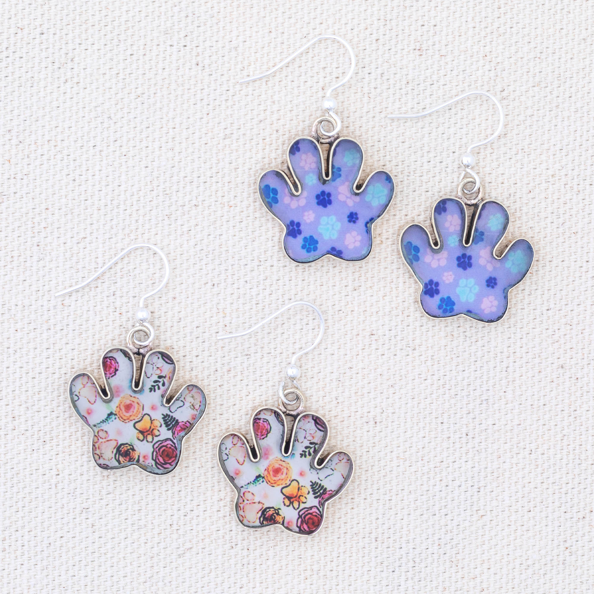 Paw Print Garden Earrings - Flowers