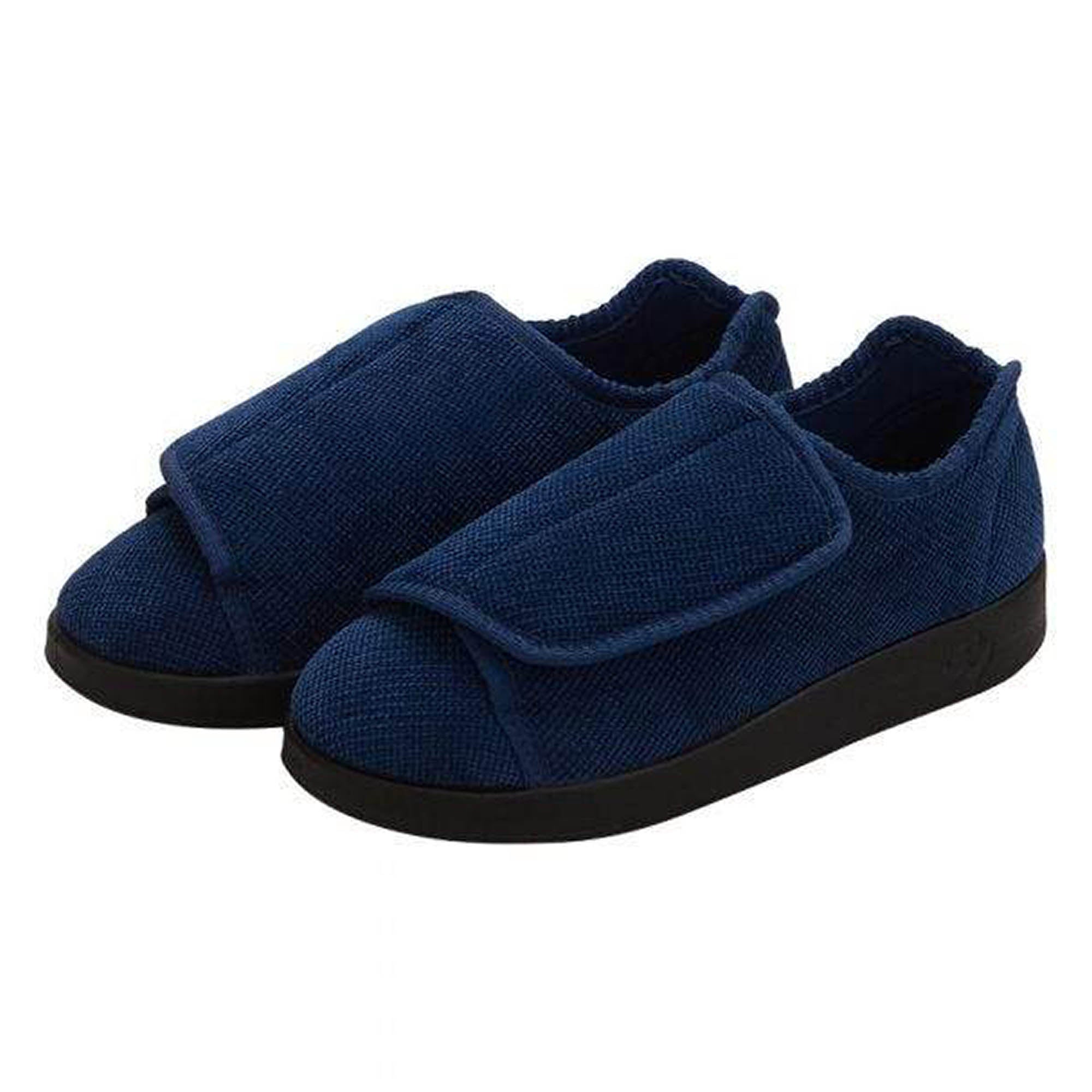 Silverts Women's Antimicrobial Extra Extra Wide Easy-Closure Slippers - Navy - 8