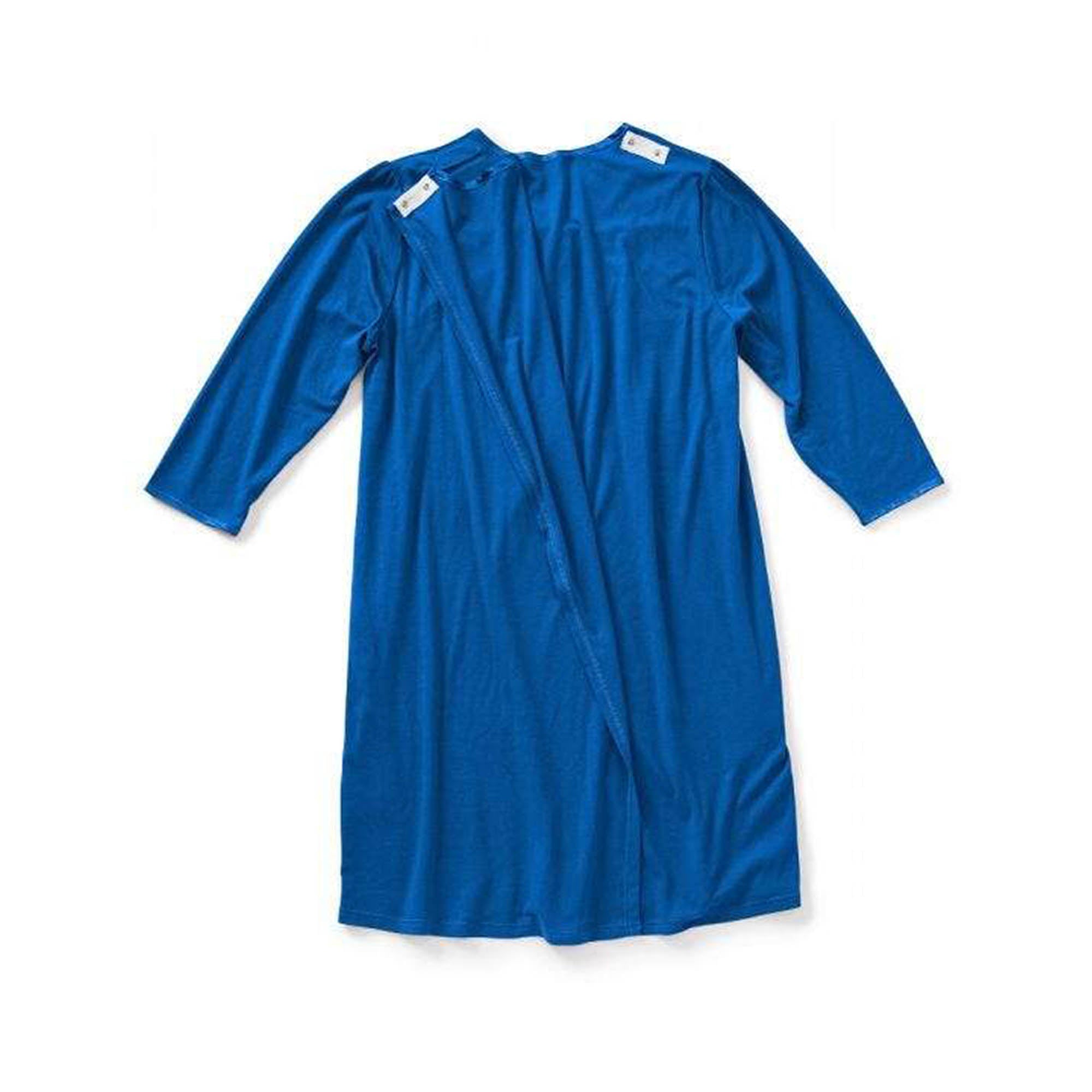 Silverts Women's Open Back Antimicrobial Long-sleeve Nightgown - Adaptive Clothing - Blue - XL