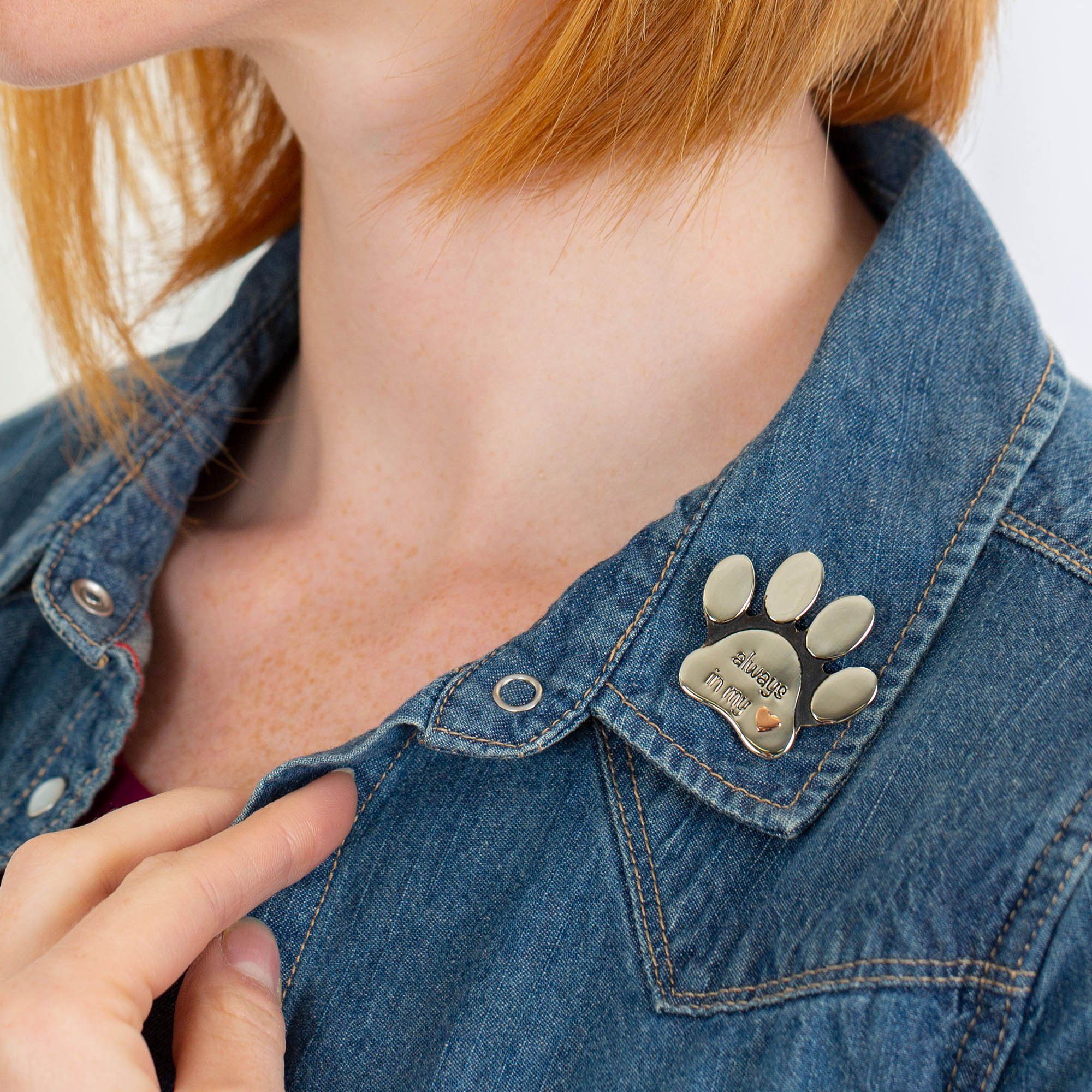 Remembrance Mixed Metals Paw Pin - Paw Prints On My Heart
