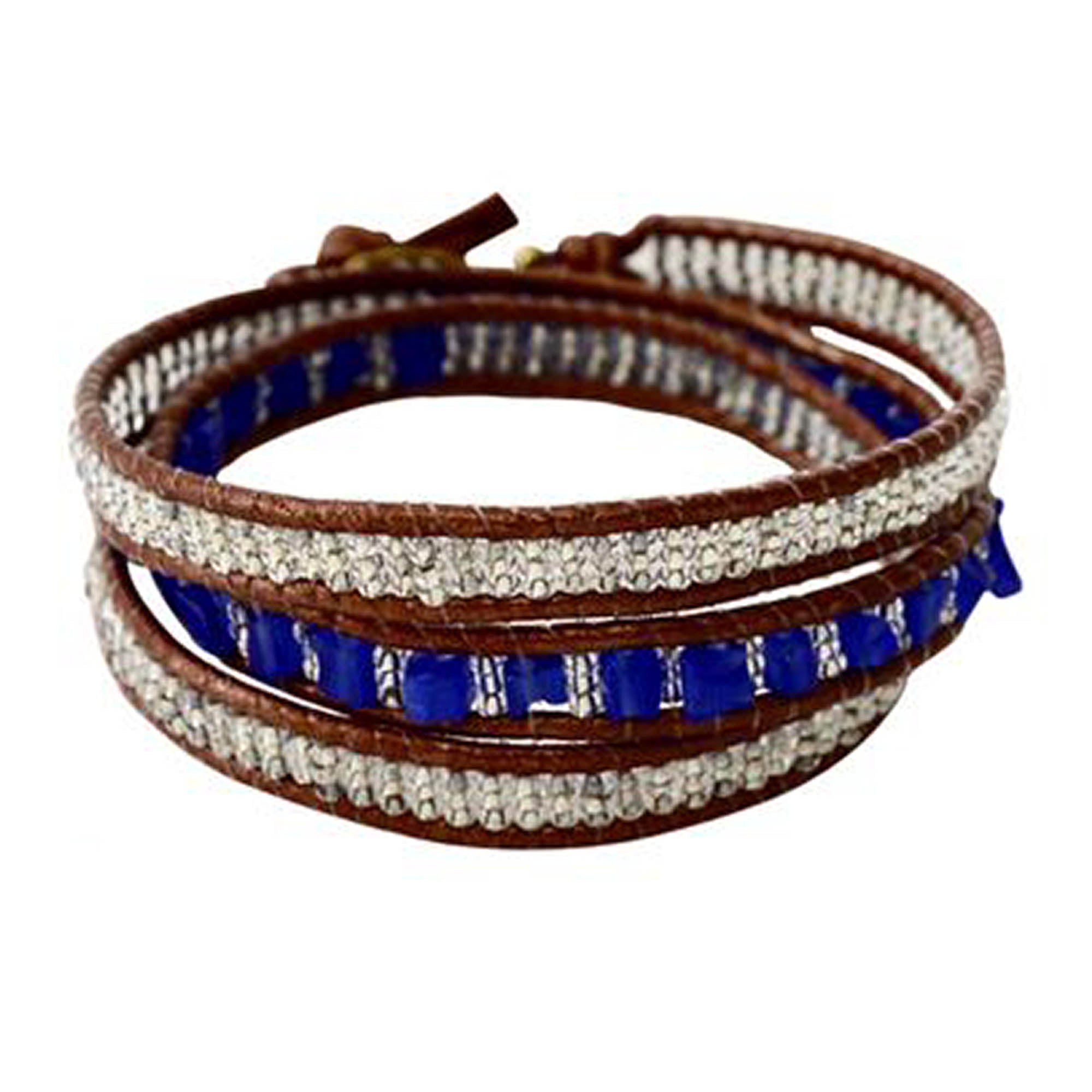 Stone 3x Wrap Sky Collection Bracelet - Blue Quartz