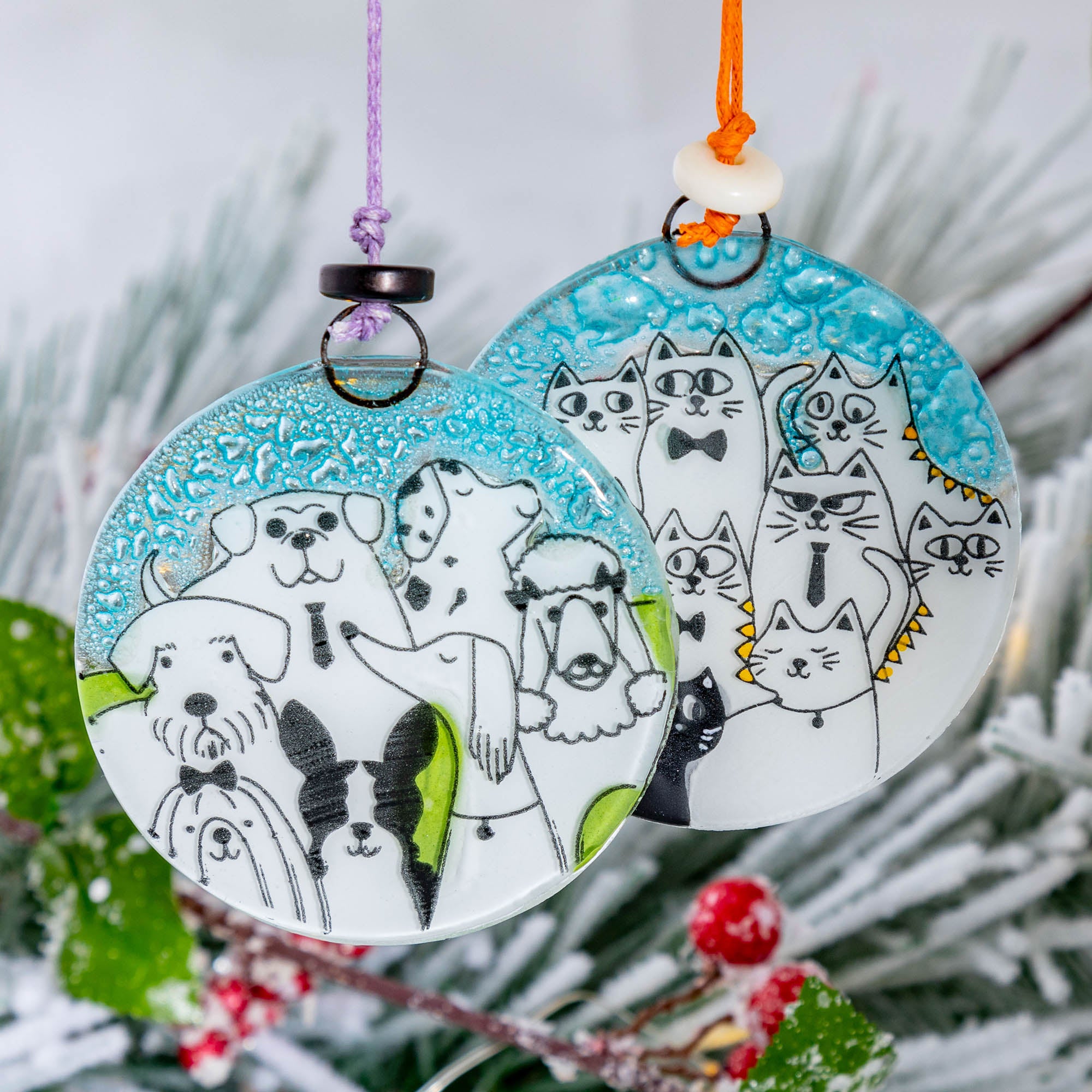 All Over Pets Recycled Glass Ornament - Dog
