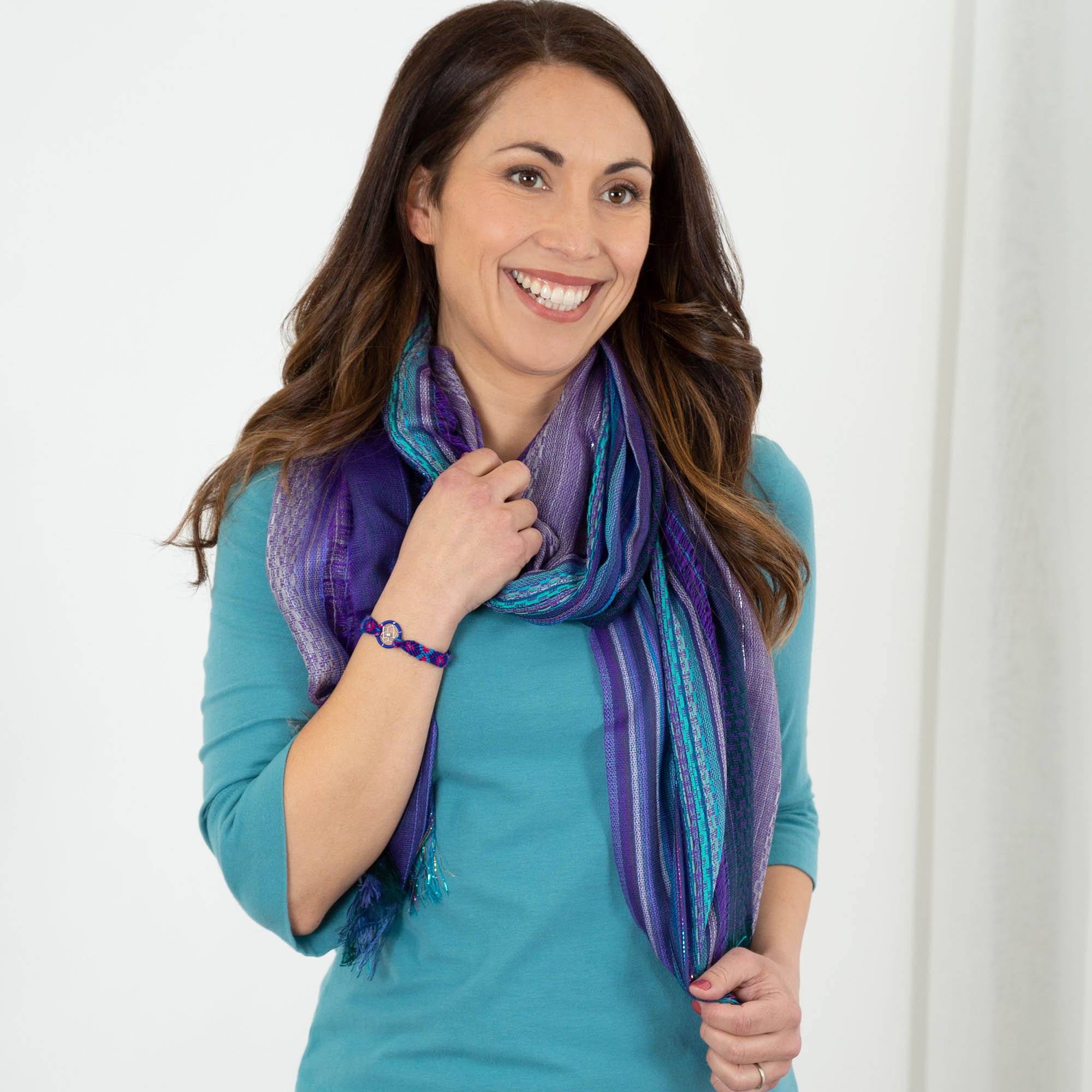 Dreaming Colors Hand-Loomed Scarf & Bracelet Set - Turquoise