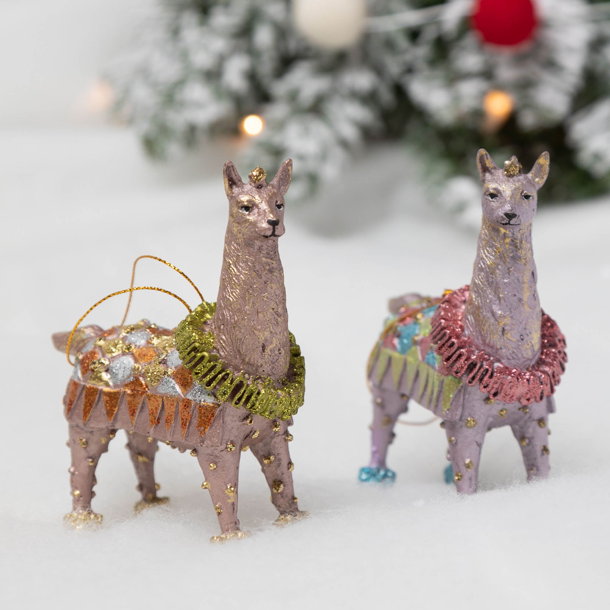 Merry Llama Ornament - Pink