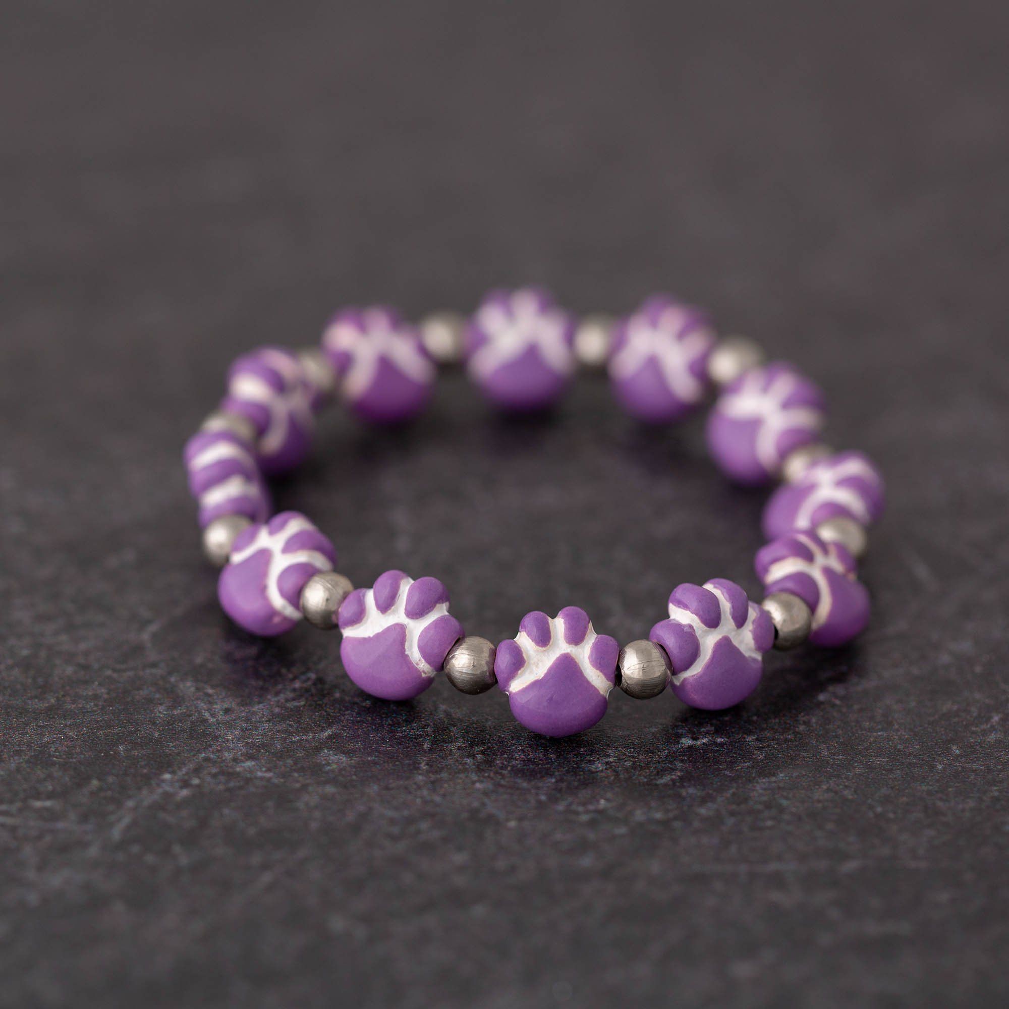 On Sale! Ceramic Purple Paw Bracelet