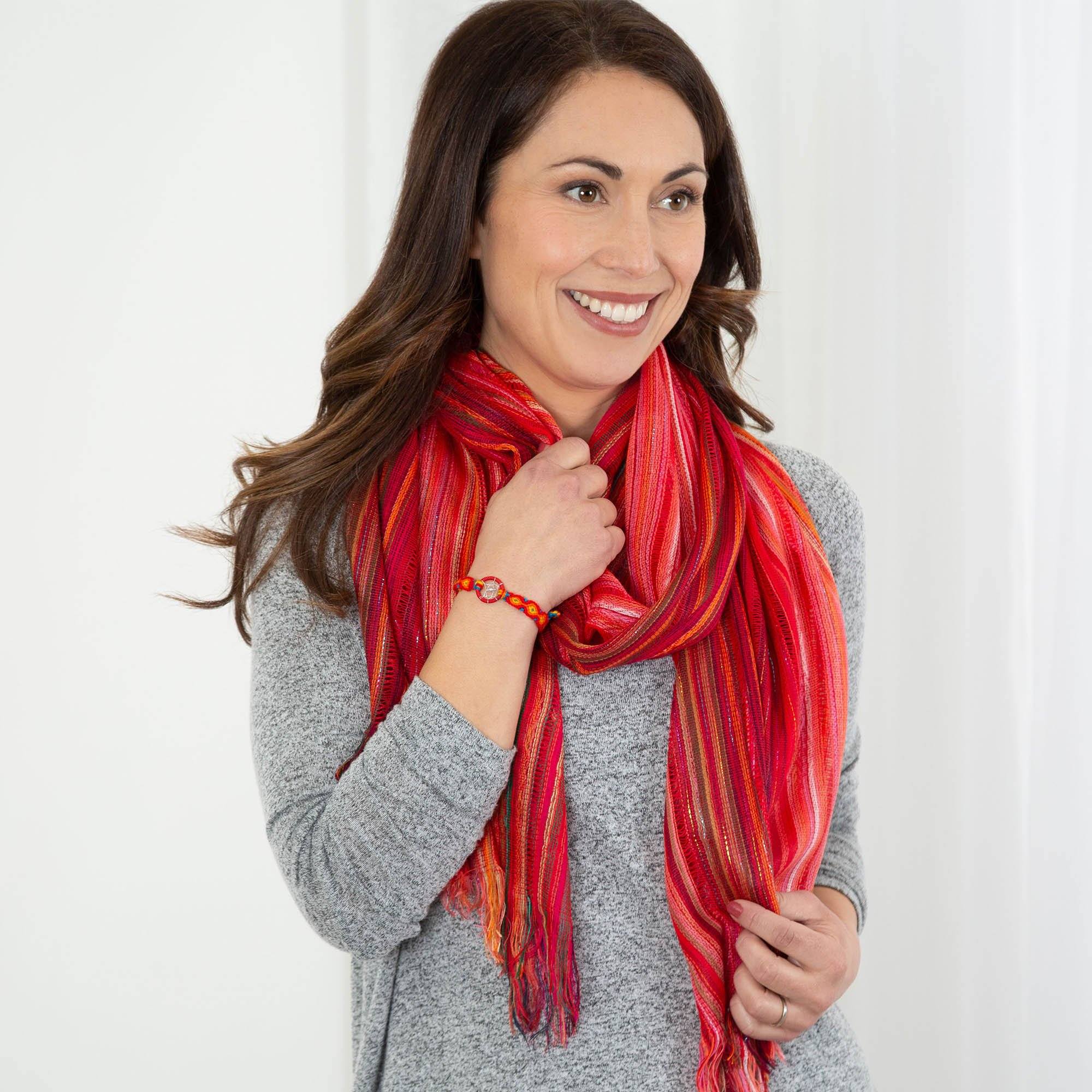 Dreaming Colors Hand-Loomed Scarf & Bracelet Set - Red