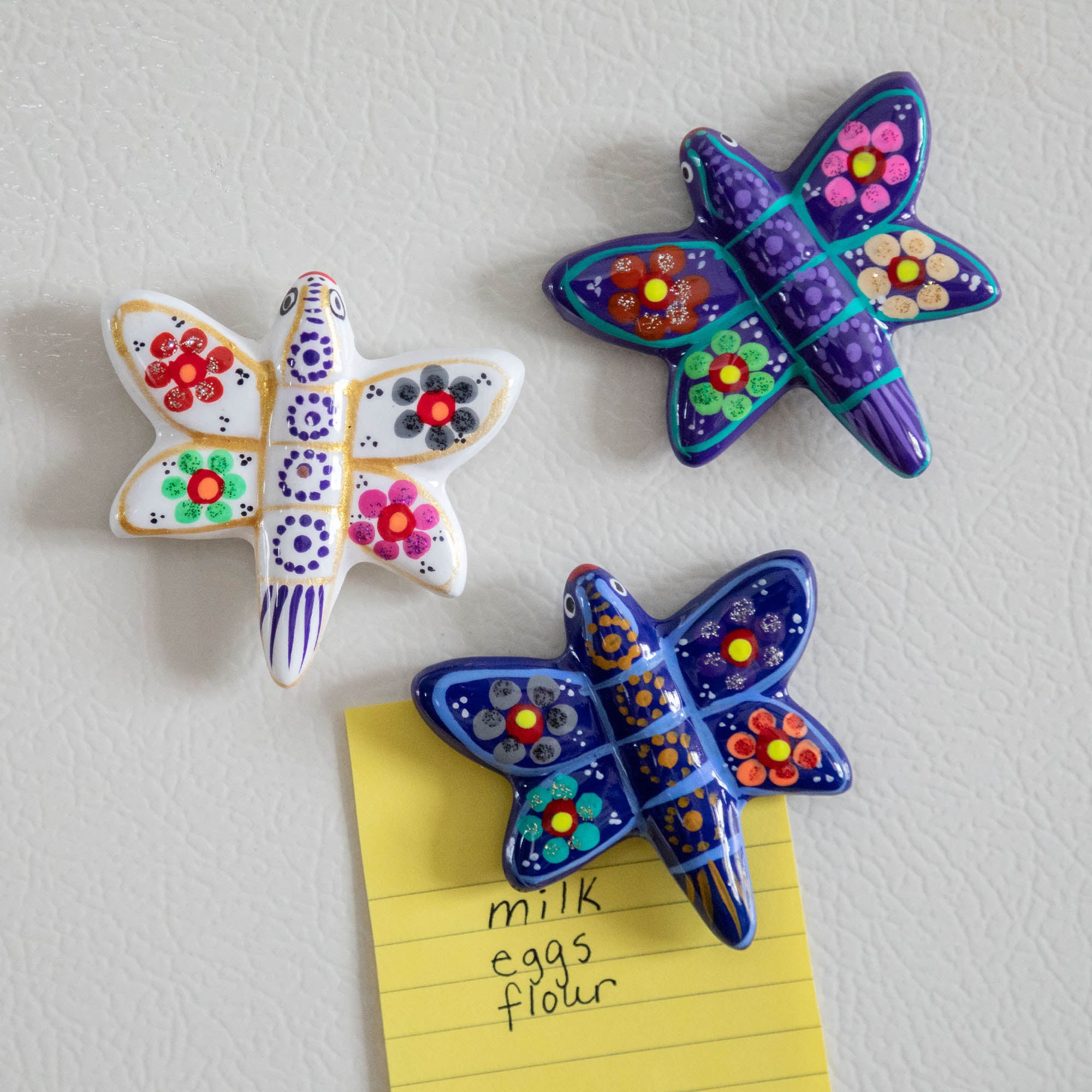 Hand-Painted Ceramic Dragonfly Magnet - Purple