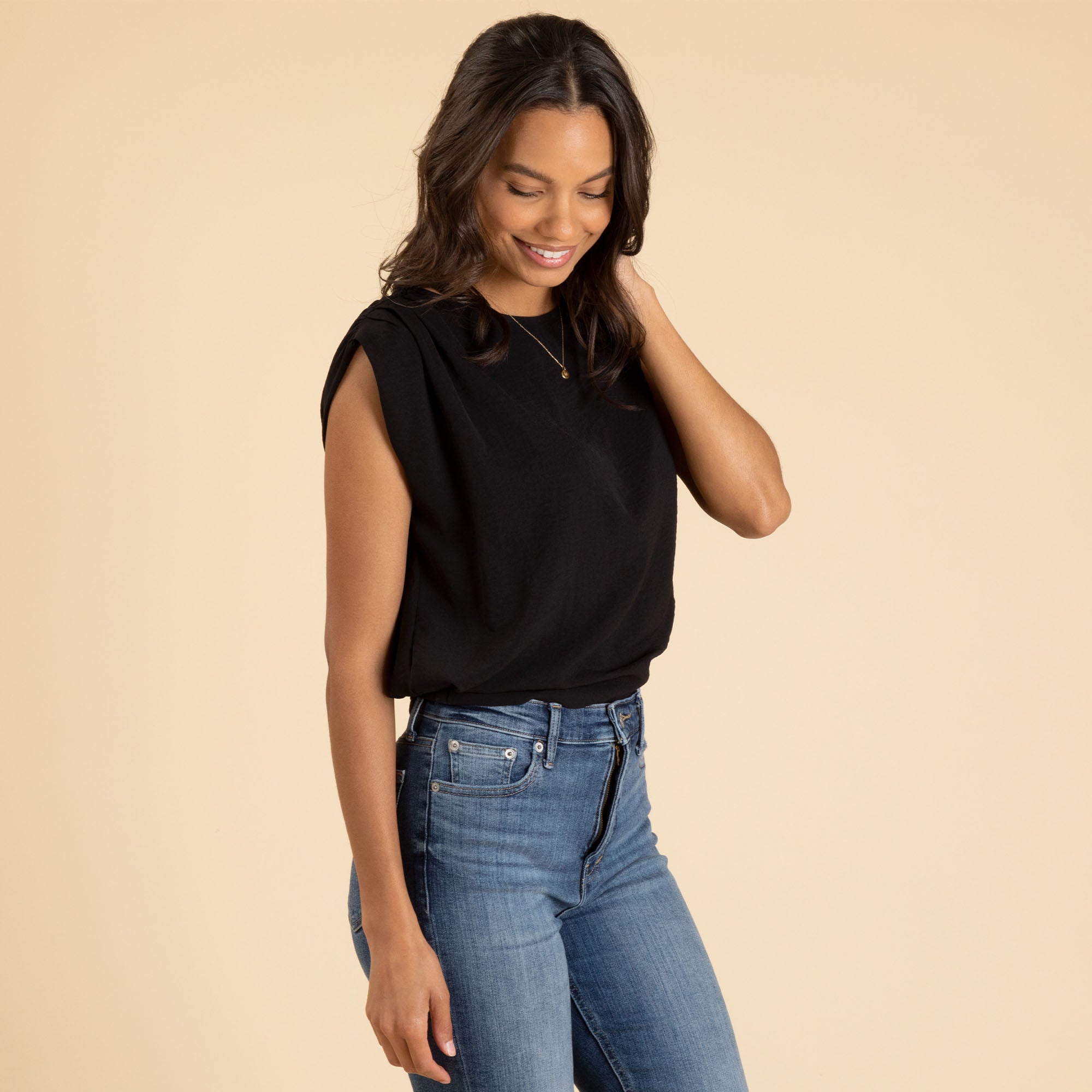 Cap Sleeve Crop Top - L