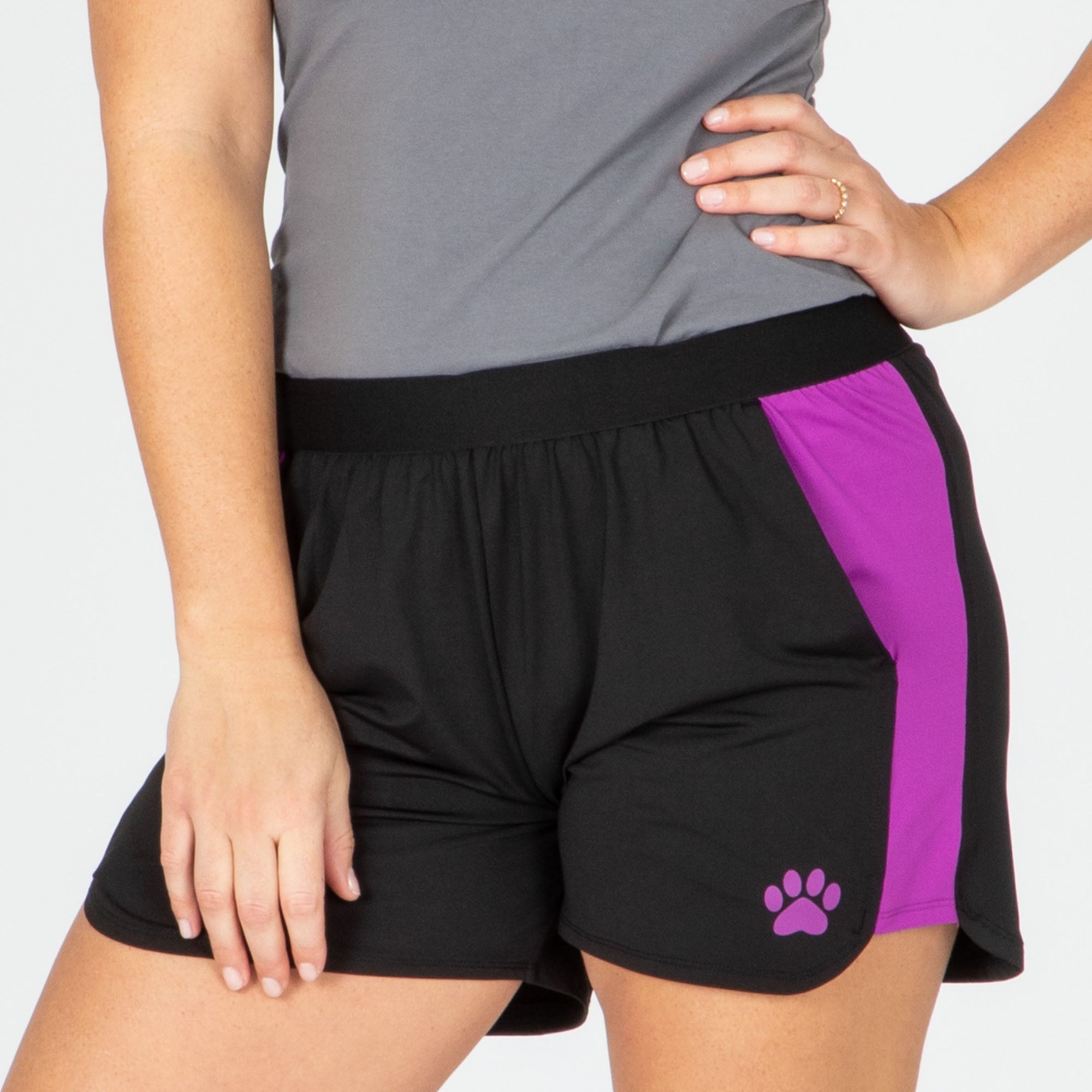 Quick Dry Paw Print Shorts - Purple - 2X