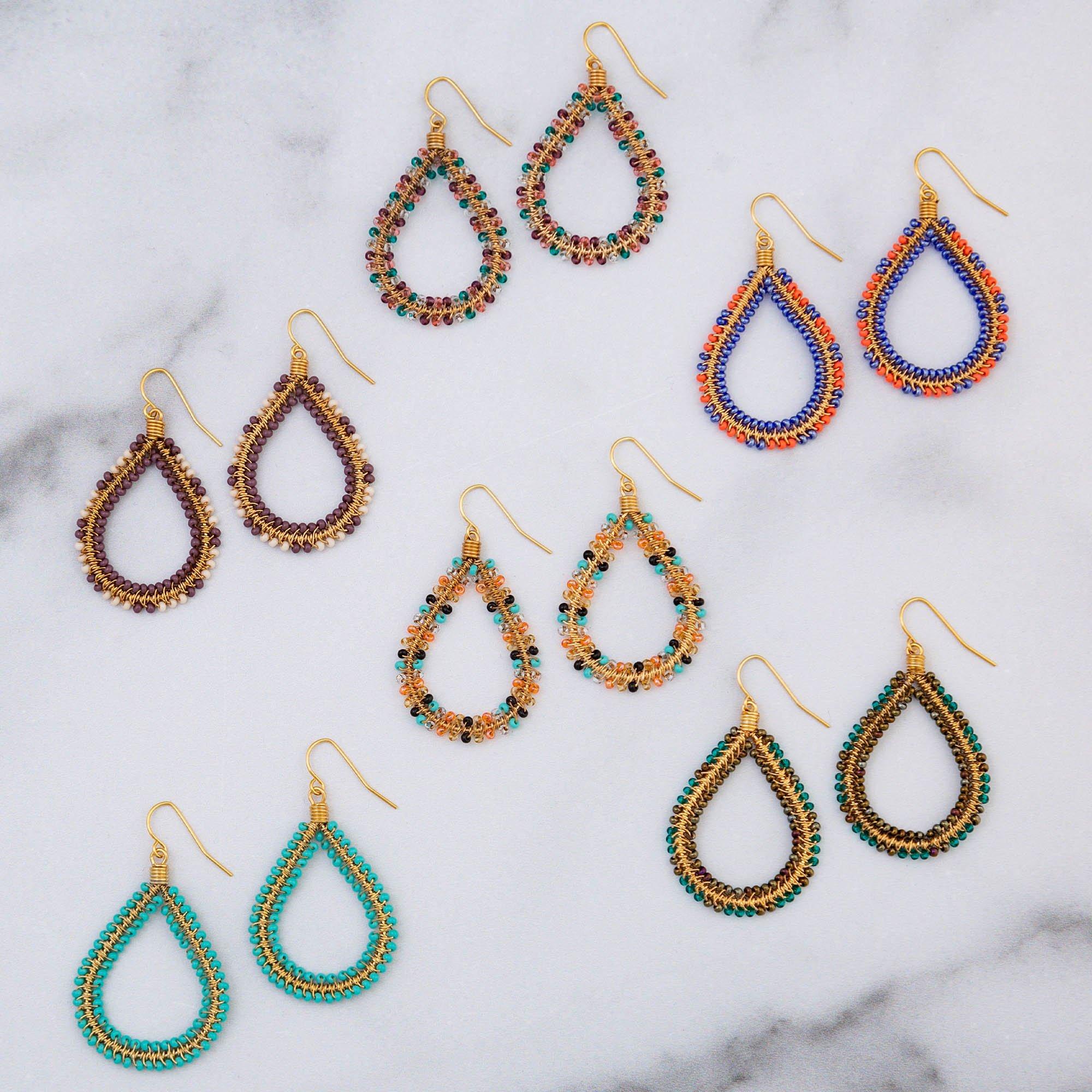 Double Beaded Teardrop Earrings - Multicolor