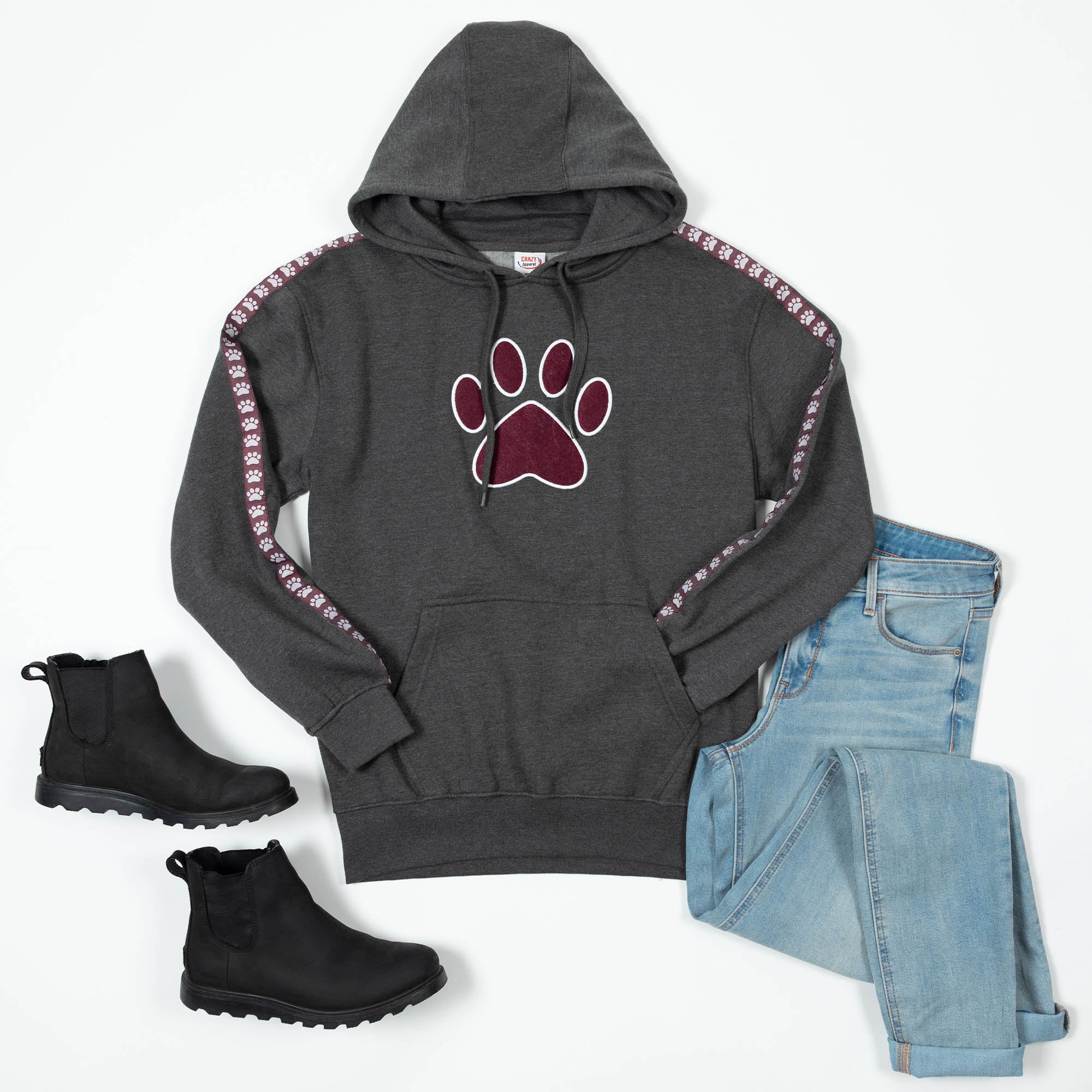 Running Paws Stripe Pullover Hoodie - L