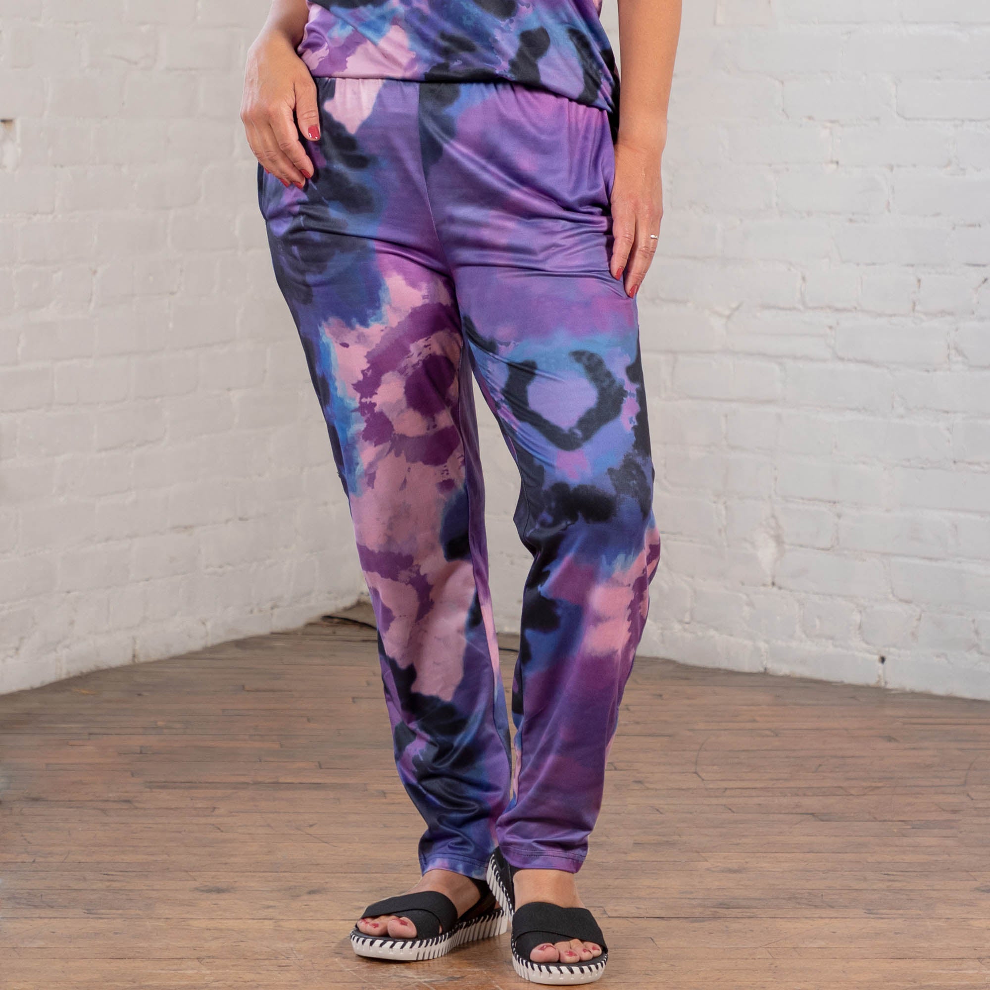 Women's Tie-Dye Loungewear Separates - Pants - Purple - 2X
