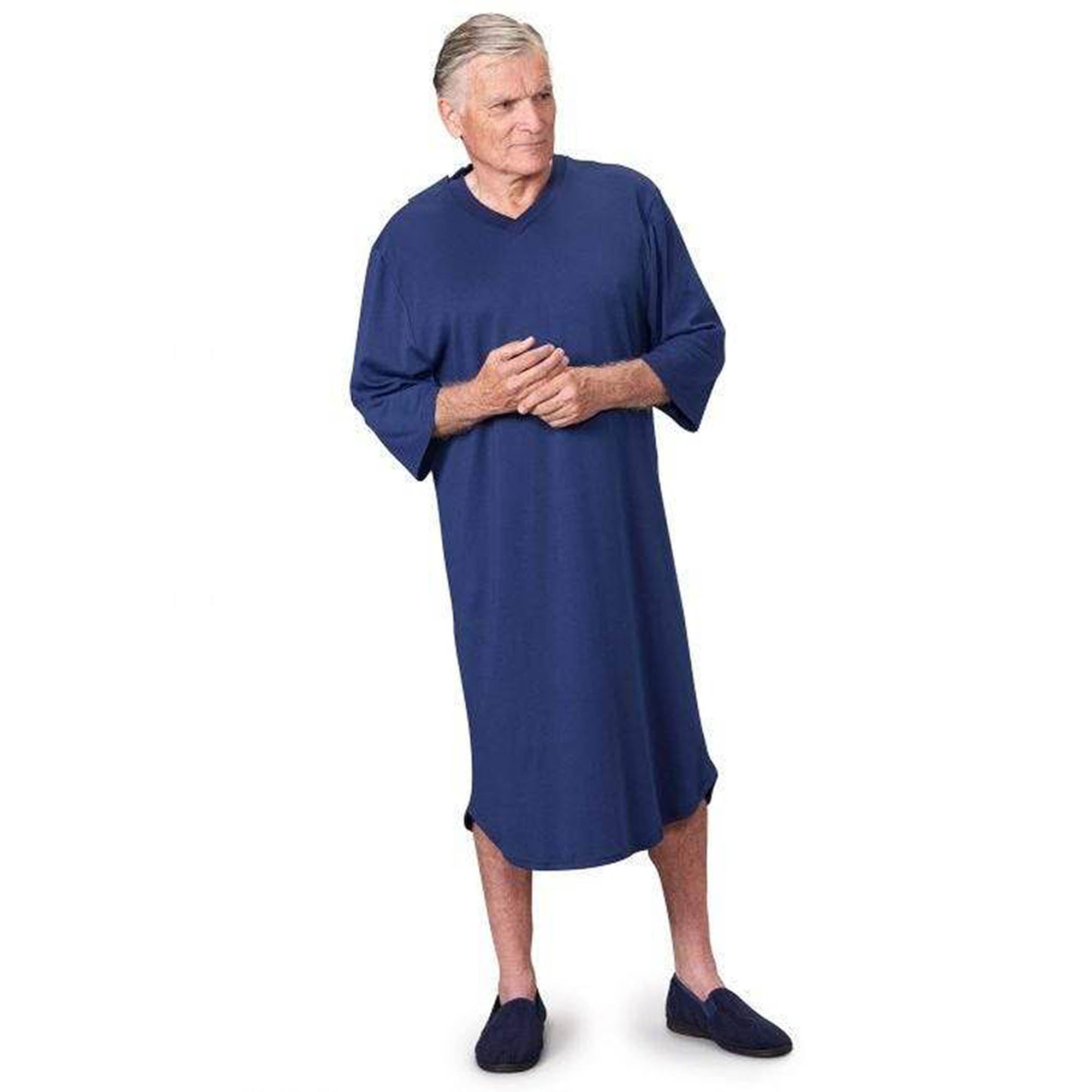 Silverts Men's Open Back Antimicrobial Nightgown - Royal - S