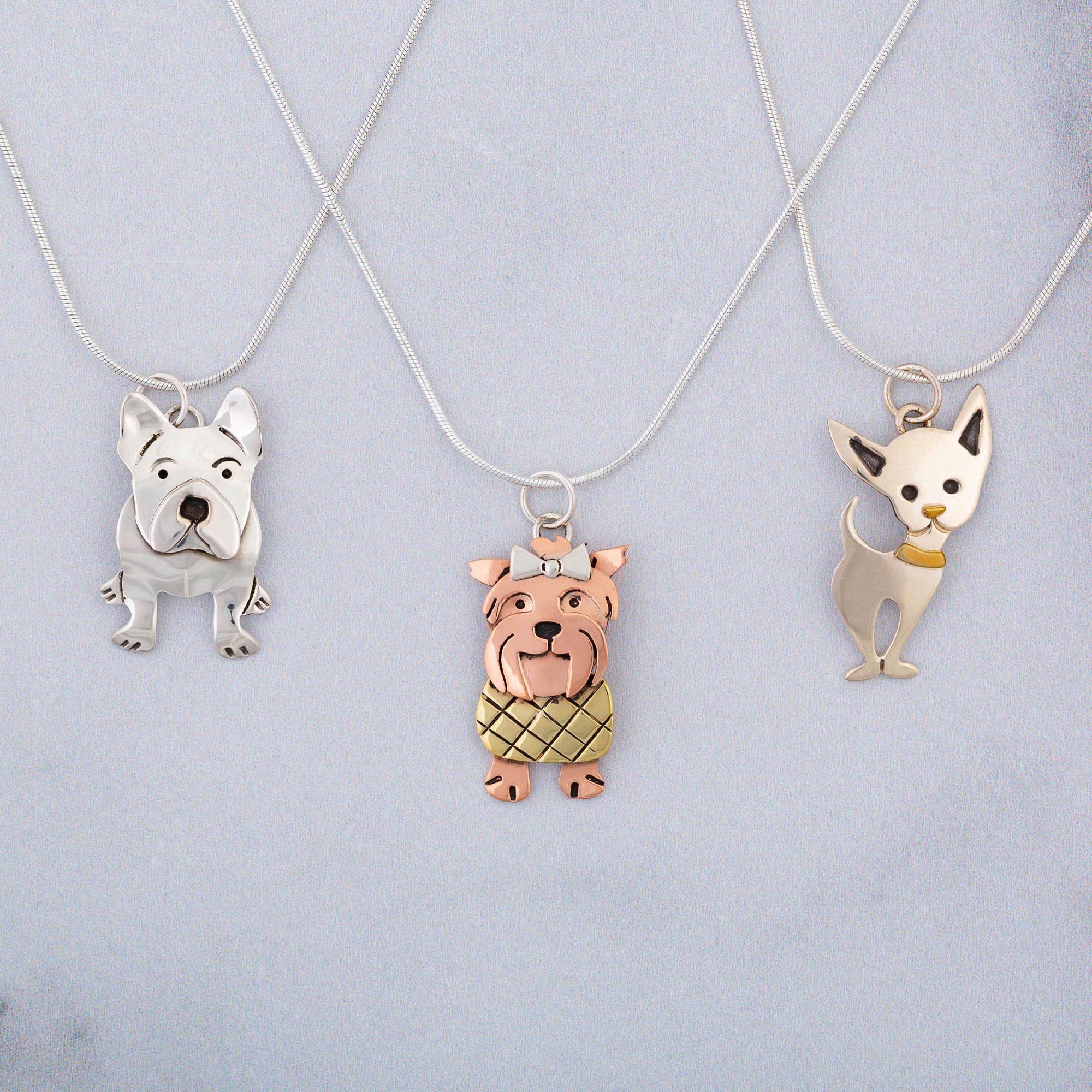 Darling Dog Mixed Metal Necklace - Chihuahua - Pendant Only