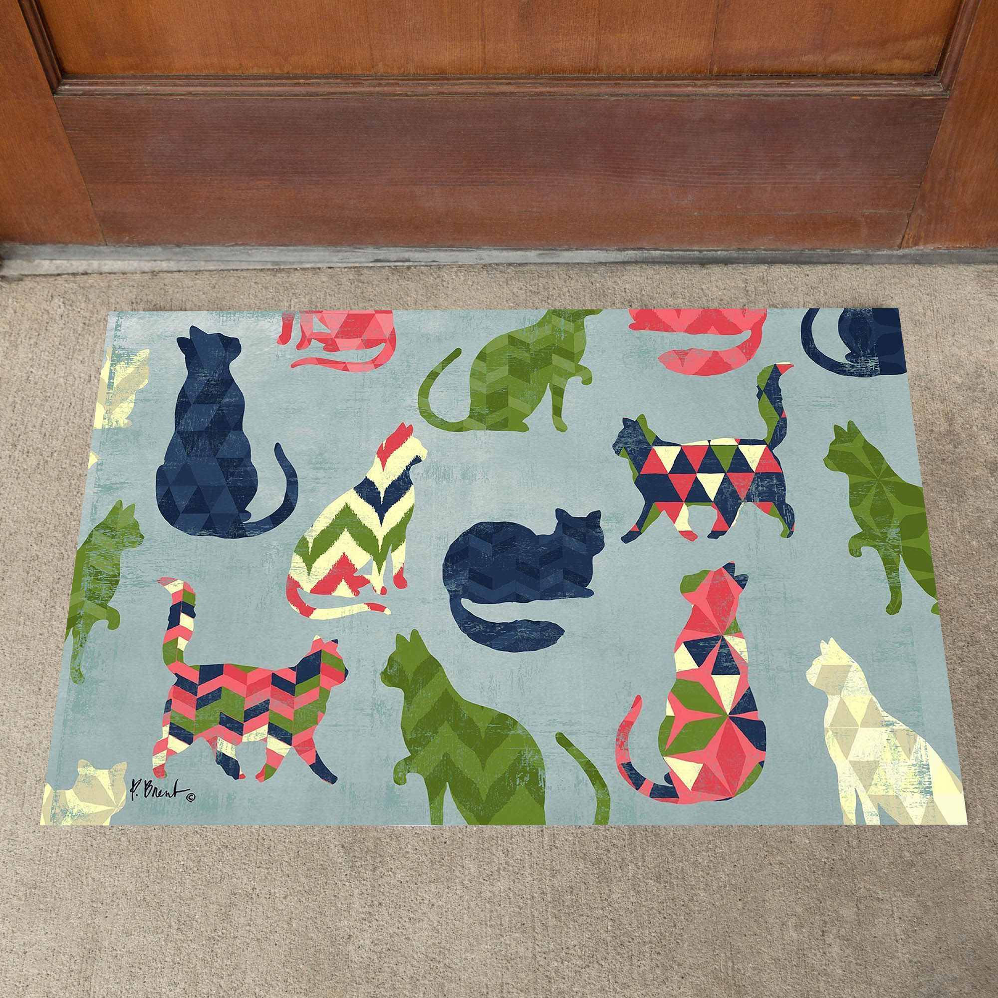 Toland Cat Pattern Door Mat