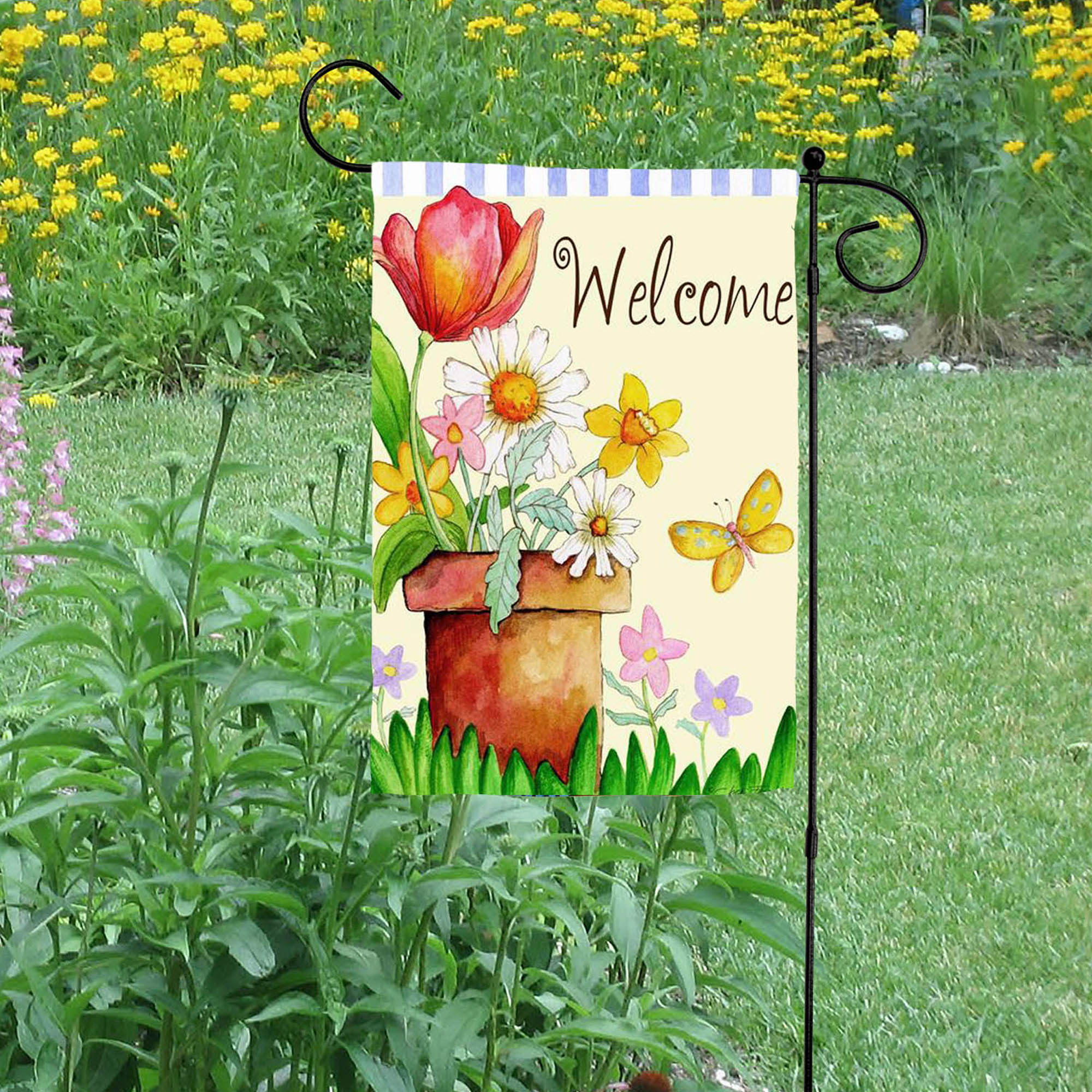 Toland Potted Welcome Garden Flag