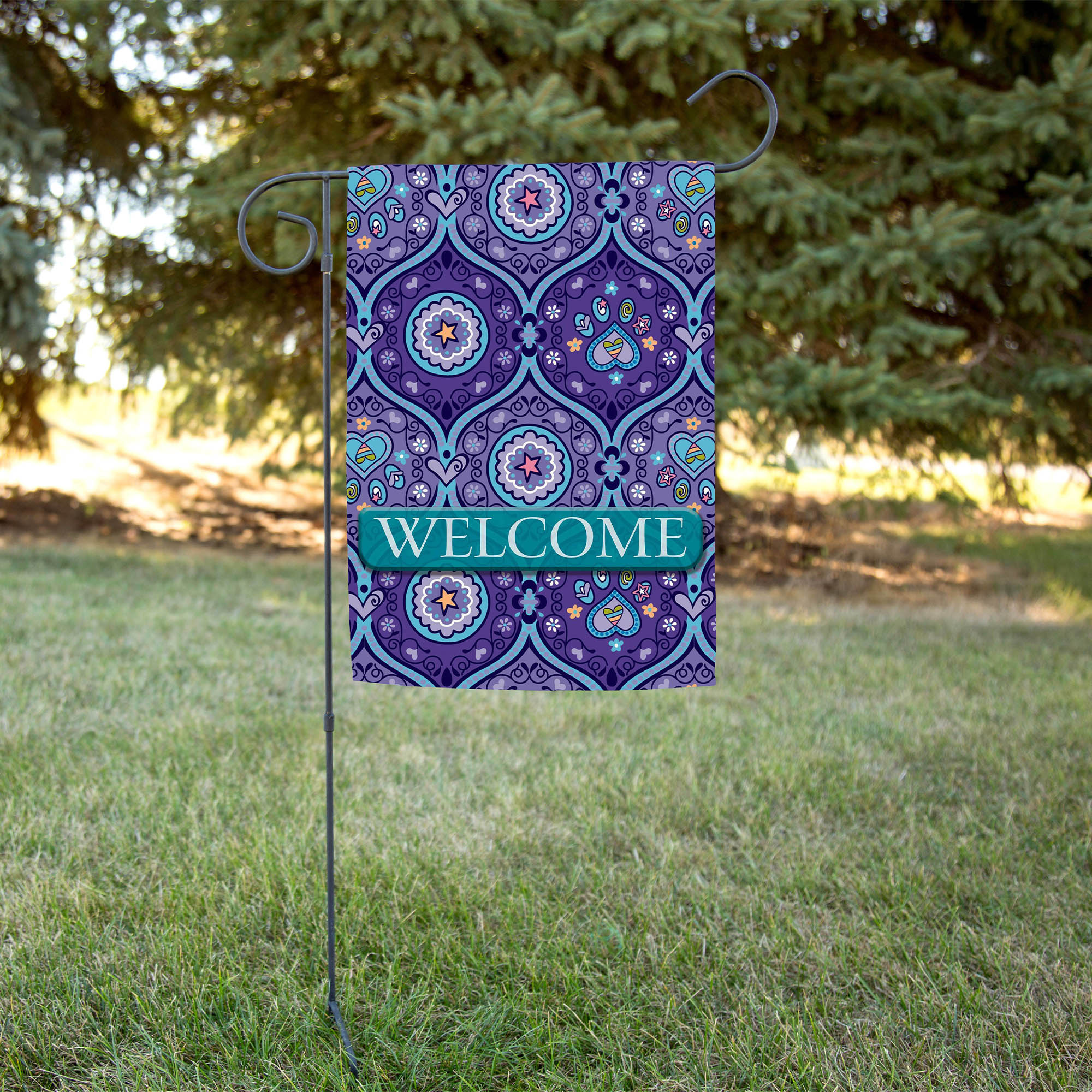 Purple Paws Welcome Garden Flag