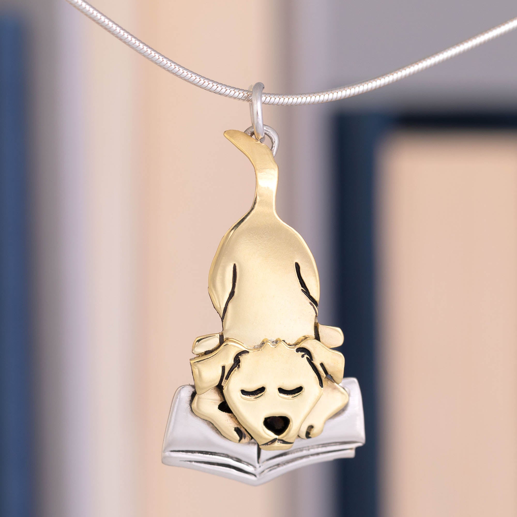 Pet Lover Book Club Sterling Necklace - Dog - With Diamond Cut Chain