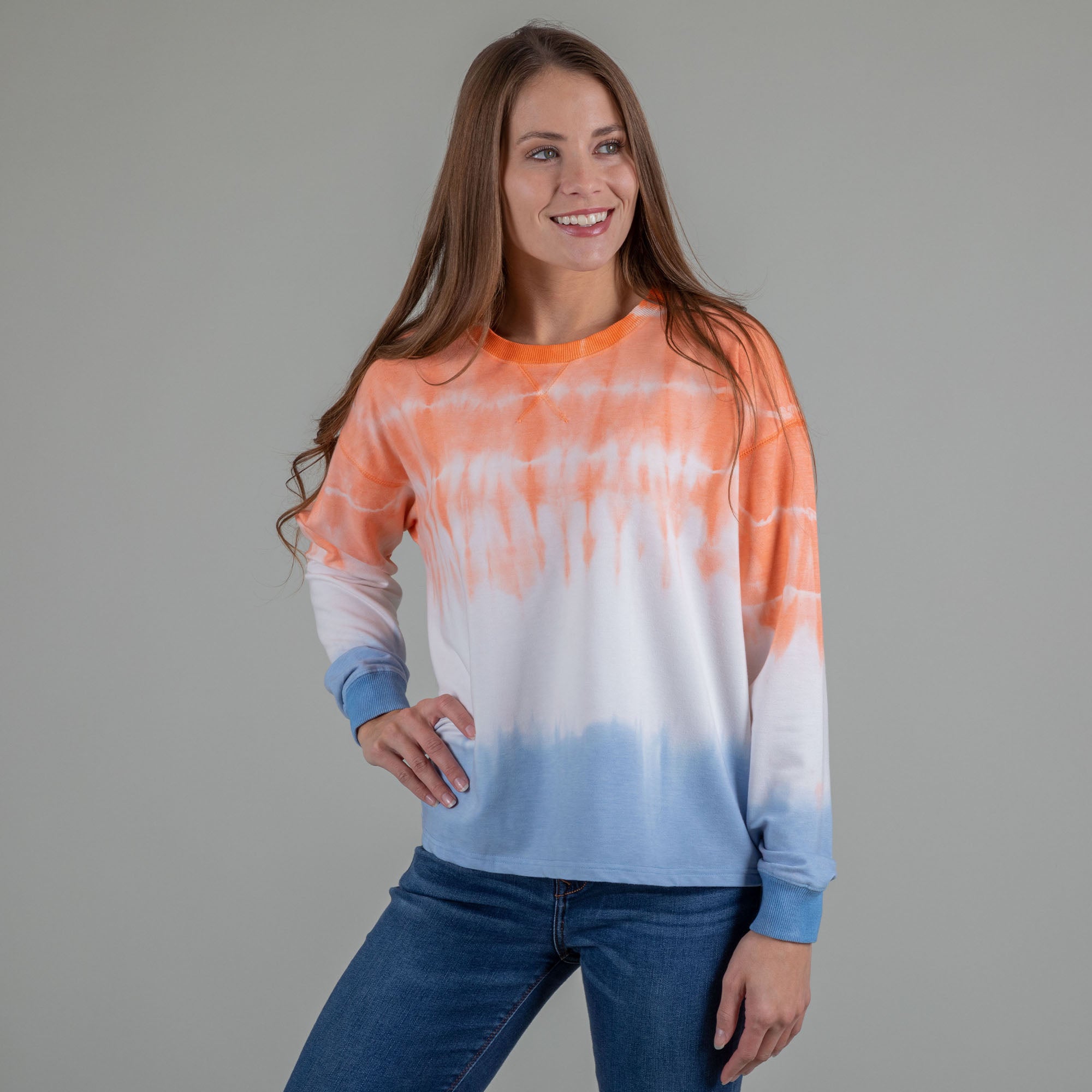 Dip-Dye Long Sleeve Knit Top - S