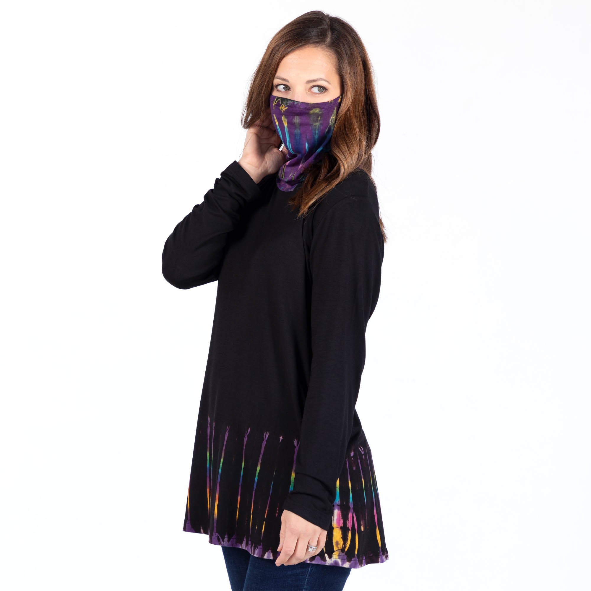 Tie-Dye Tunic With Face Mask - Purple Haze - S