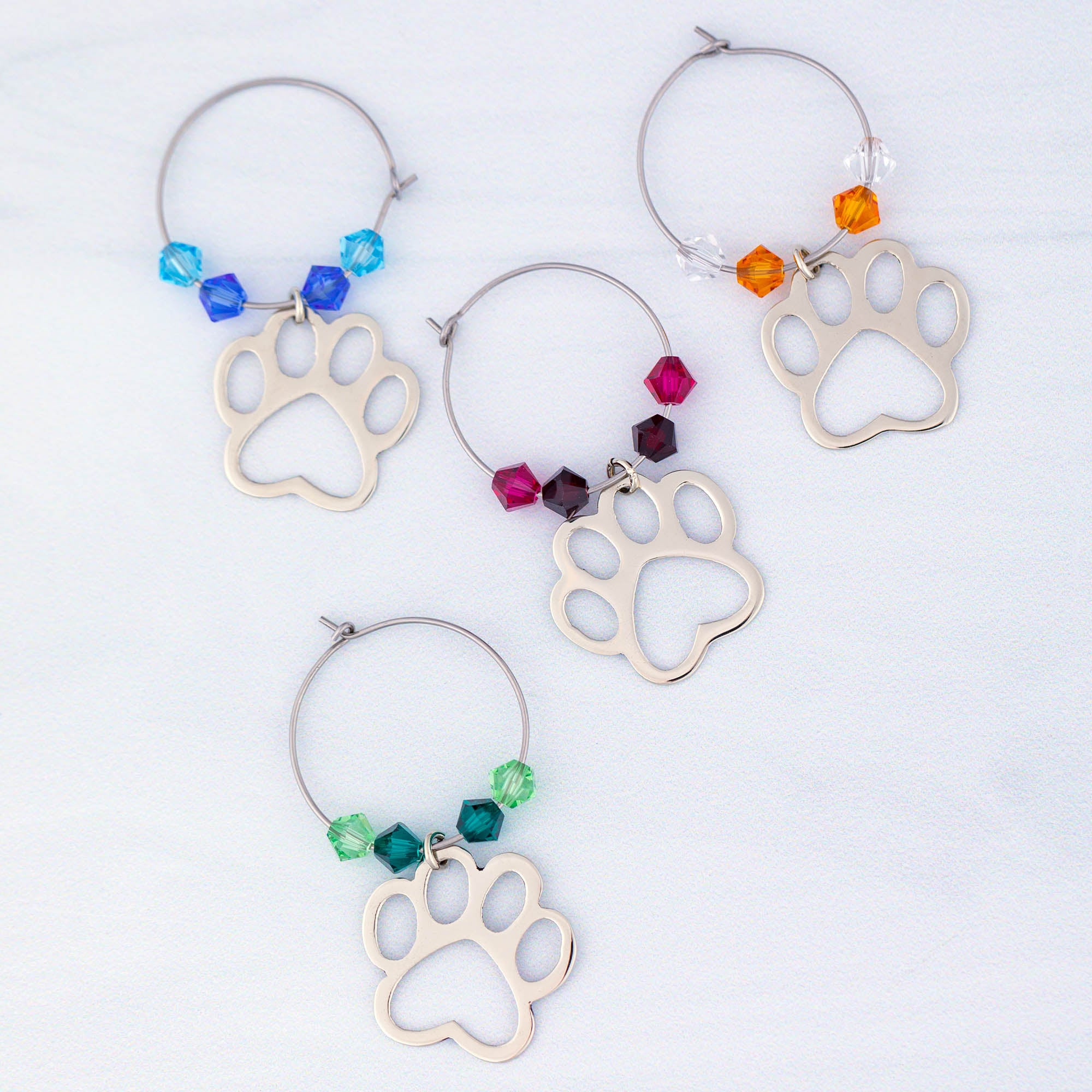 Paw Prints Wine Charms - Set Of 4