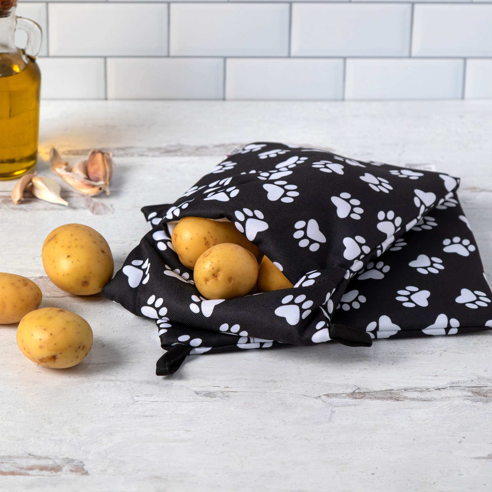 Potato Warmer Bag - Set Of 2 - White Paw Prints