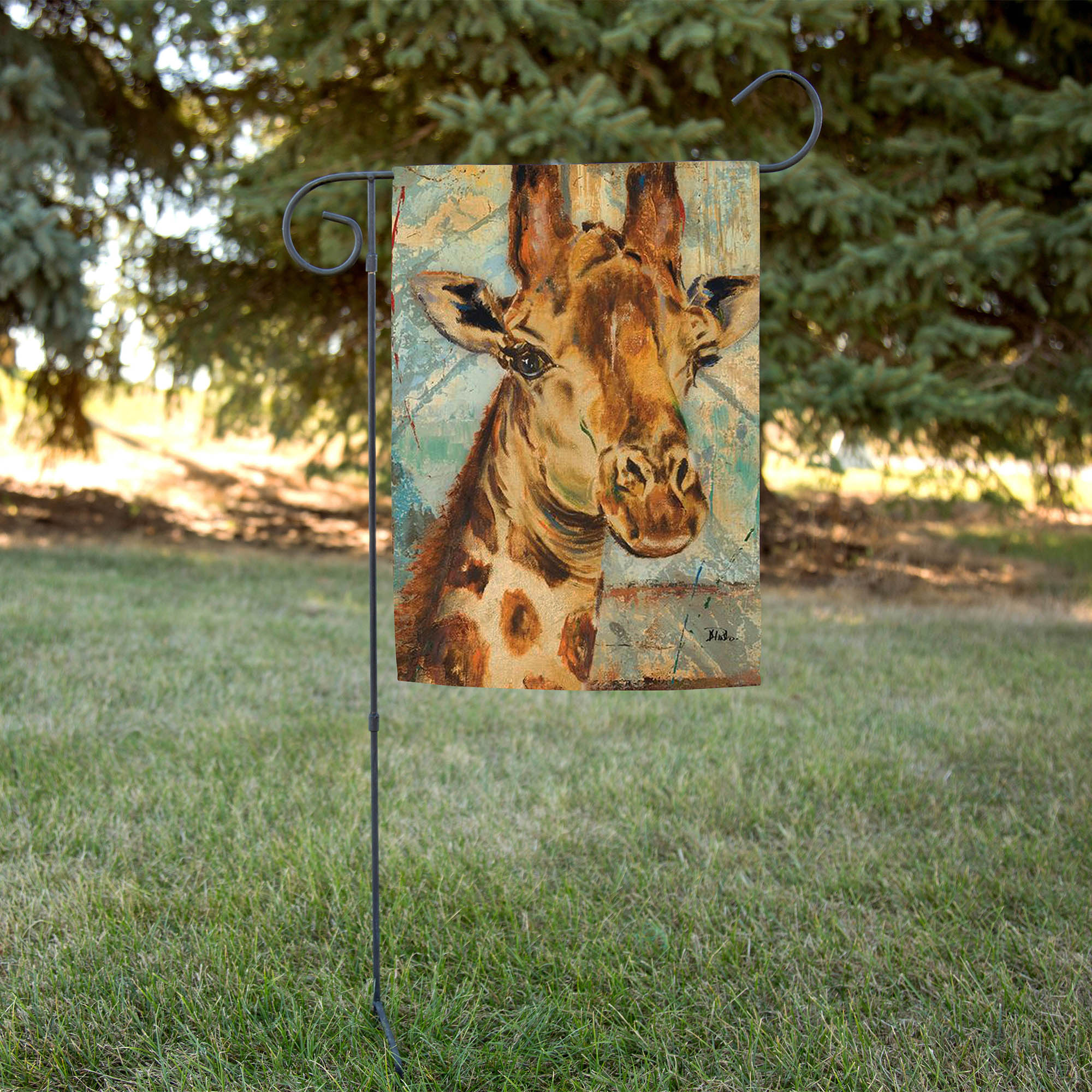 Toland Hand Painted Giraffe Garden Flag